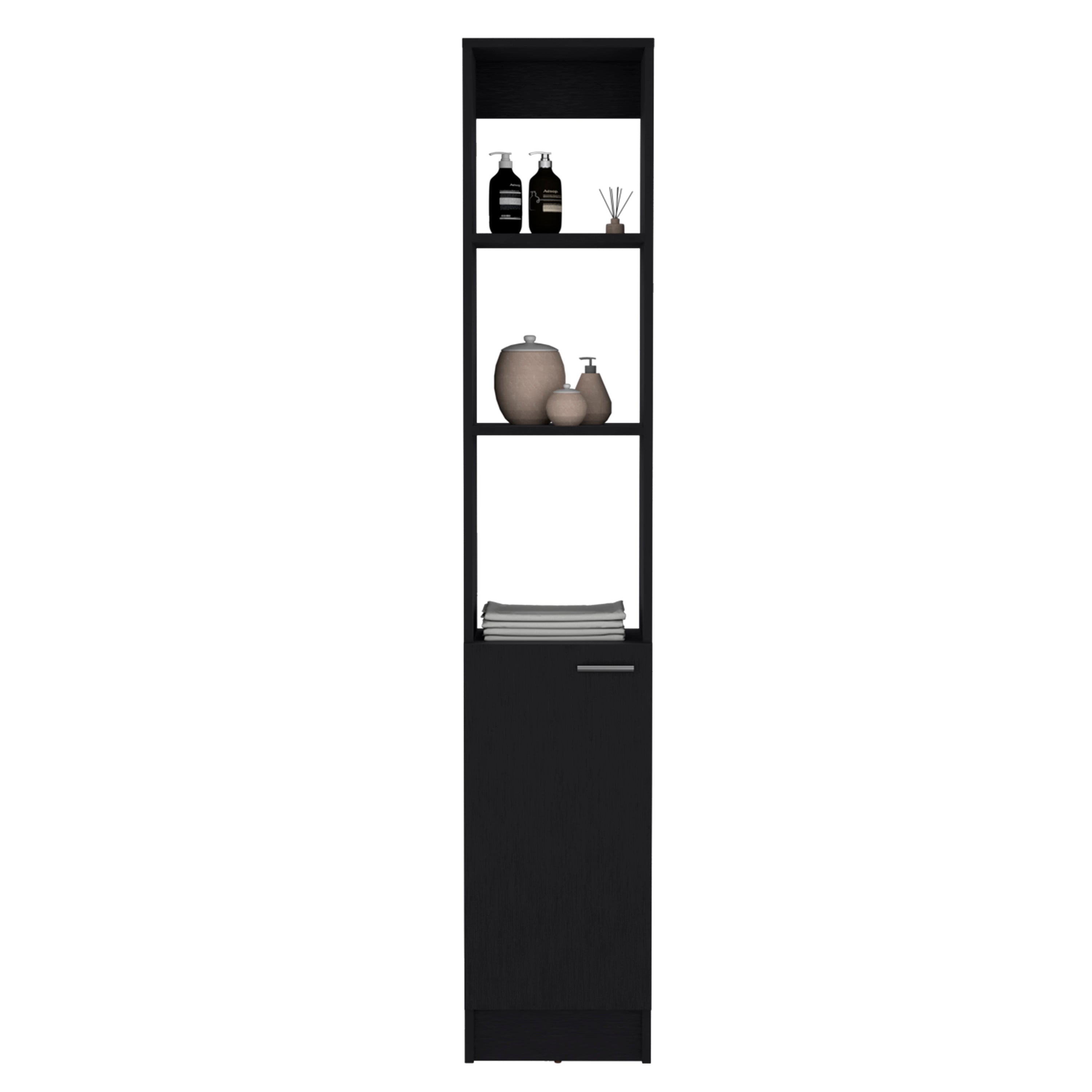 Parks Linen Cabinet, 1 Door, 6 Shelves, Black - Luciddepo