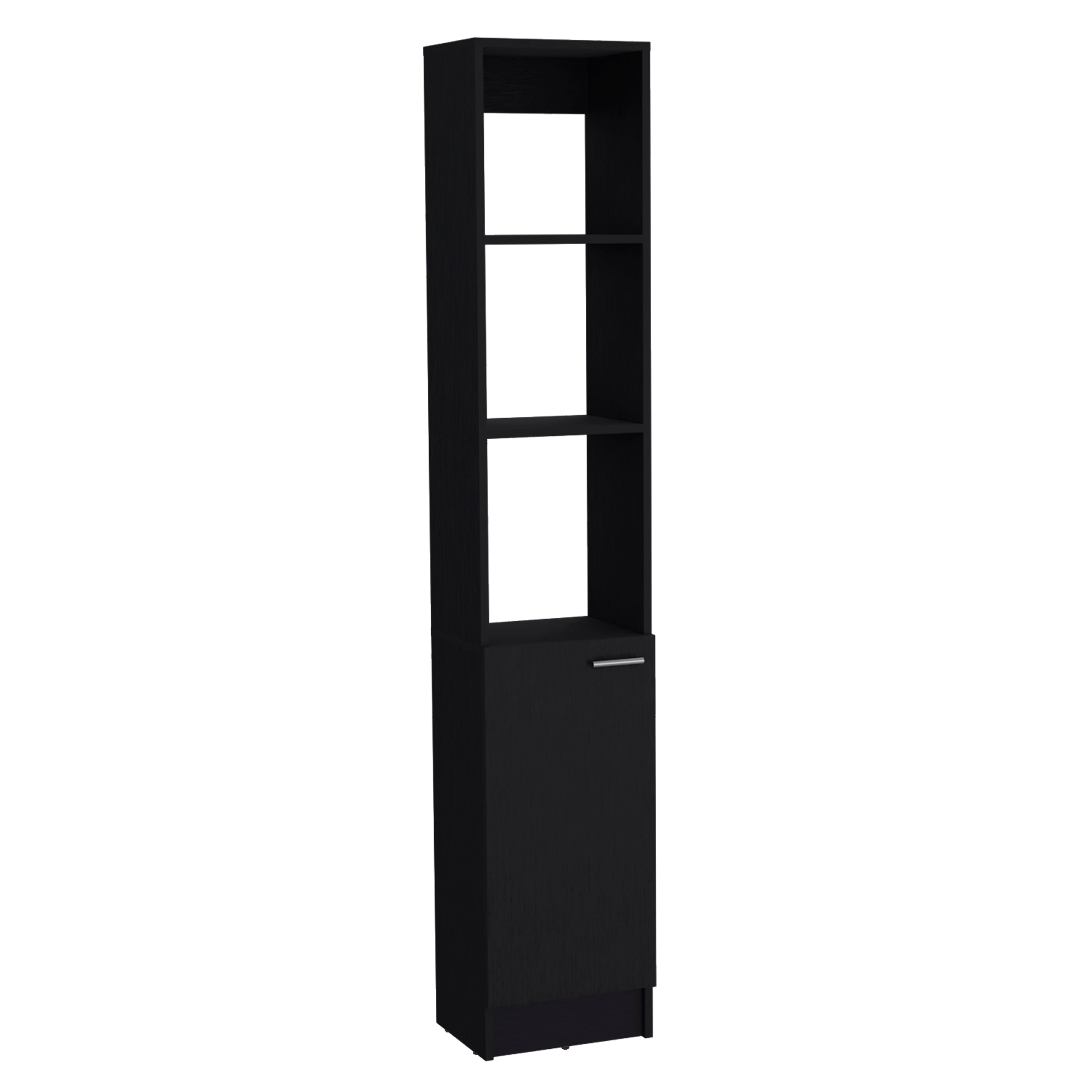 Parks Linen Cabinet, 1 Door, 6 Shelves, Black - Luciddepo