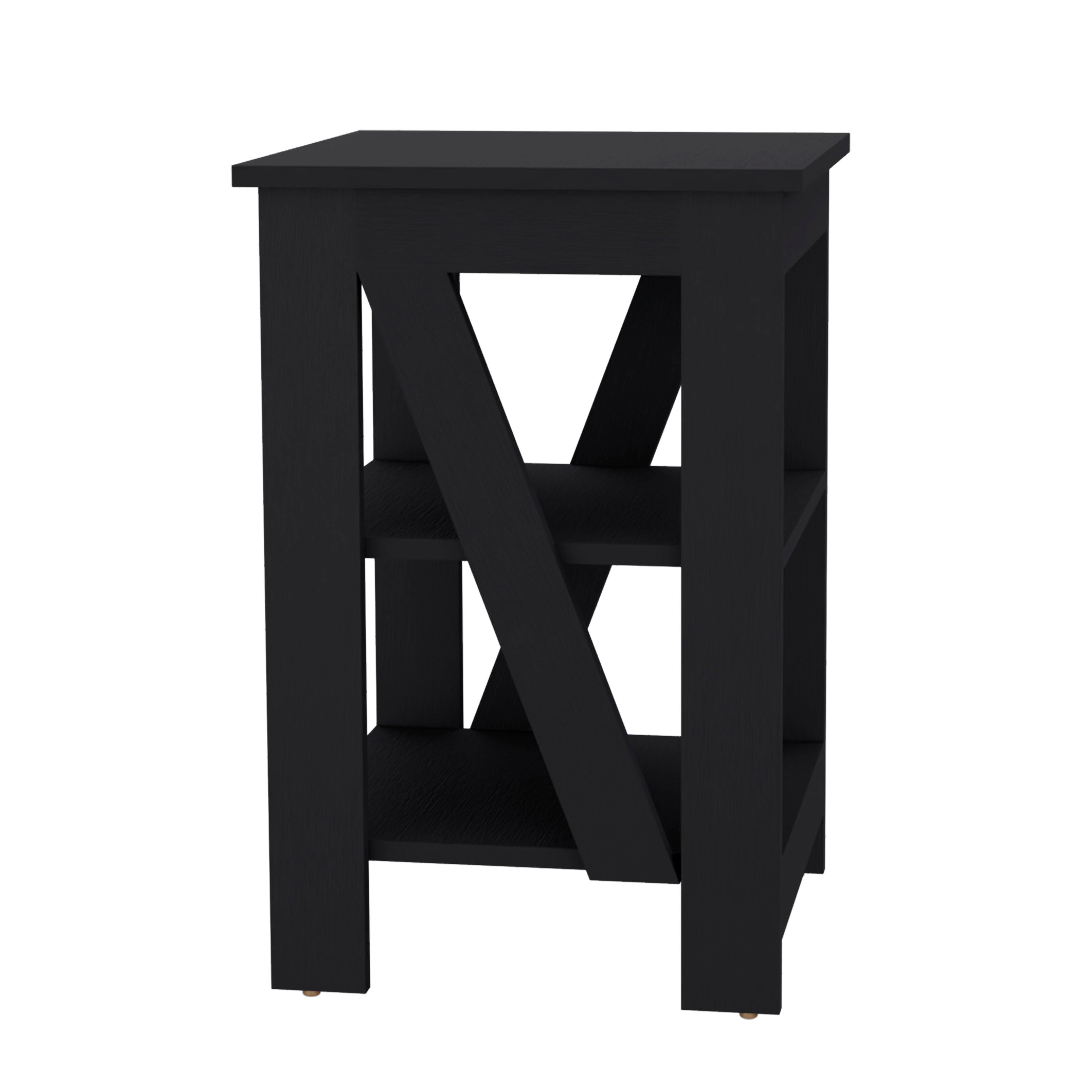 Taylor 3-Tier End Table/Nightstand, Side Table for Small Space, Black - Luciddepo