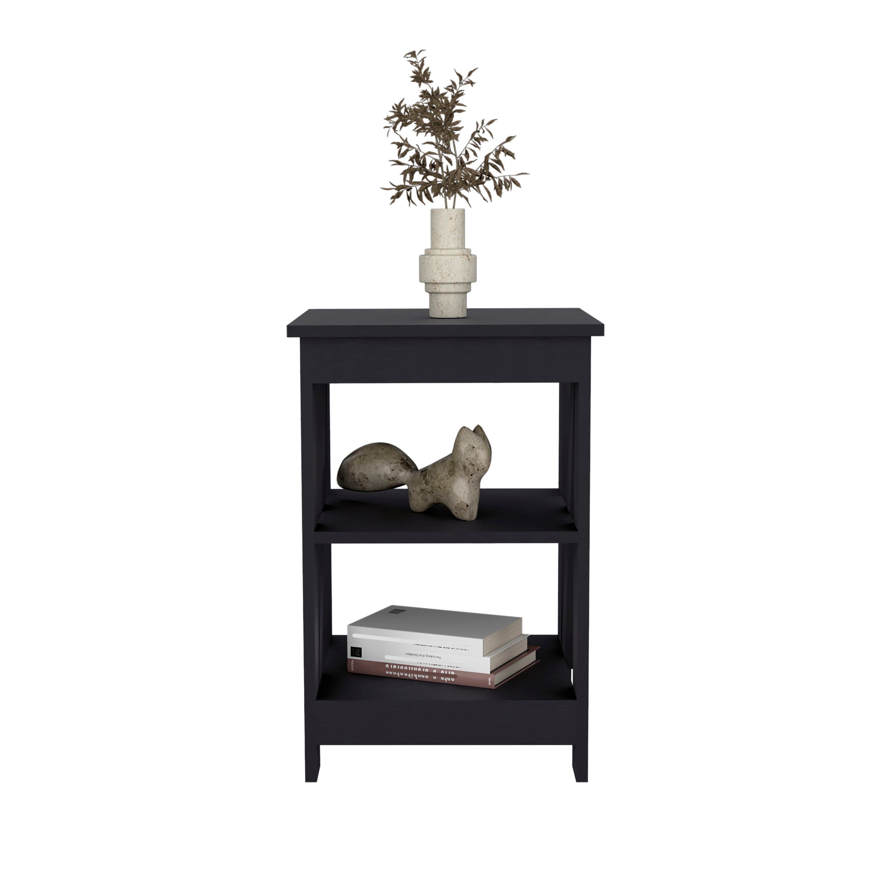 Taylor 3-Tier End Table/Nightstand, Side Table for Small Space, Black - Luciddepo