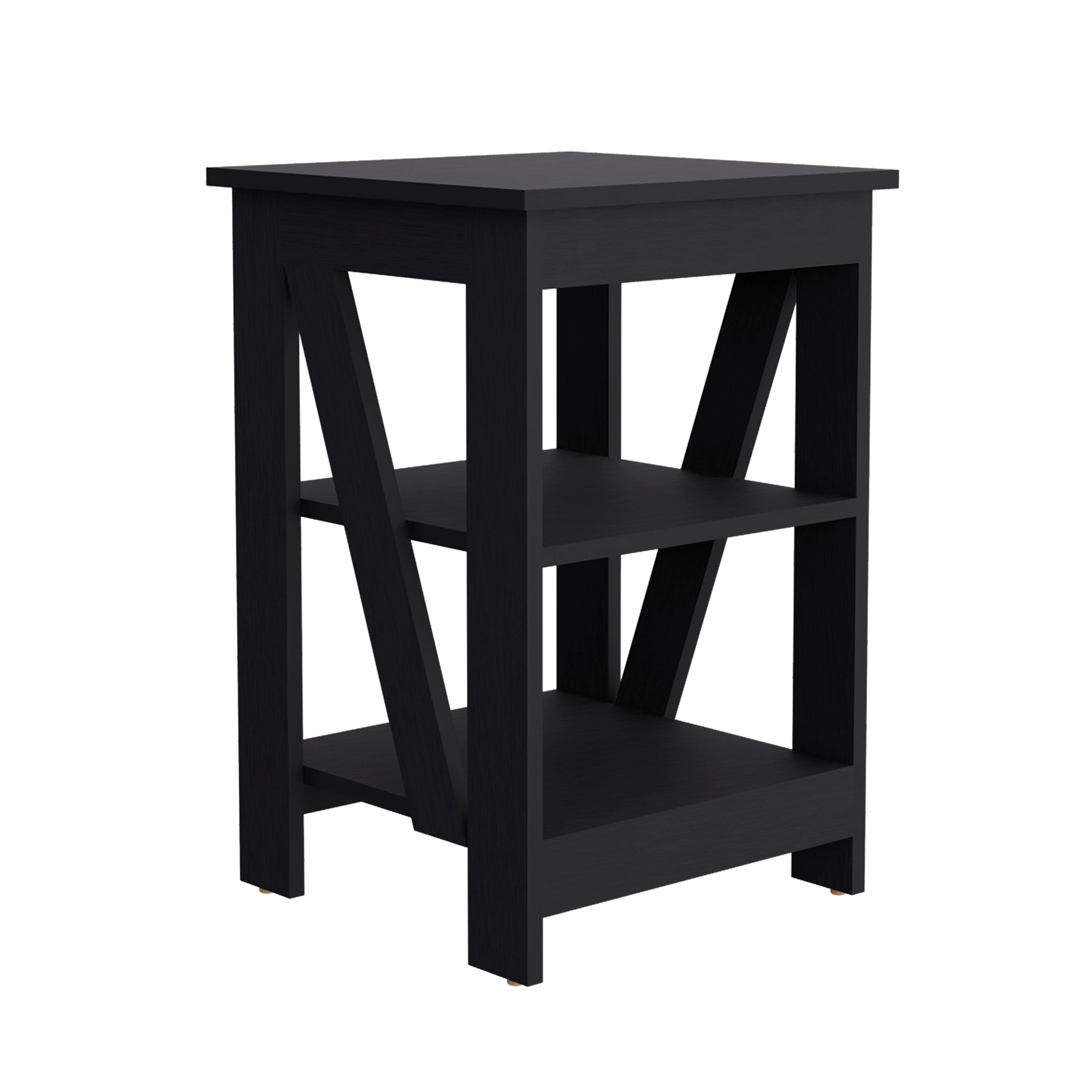 Taylor 3-Tier End Table/Nightstand, Side Table for Small Space, Black - Luciddepo