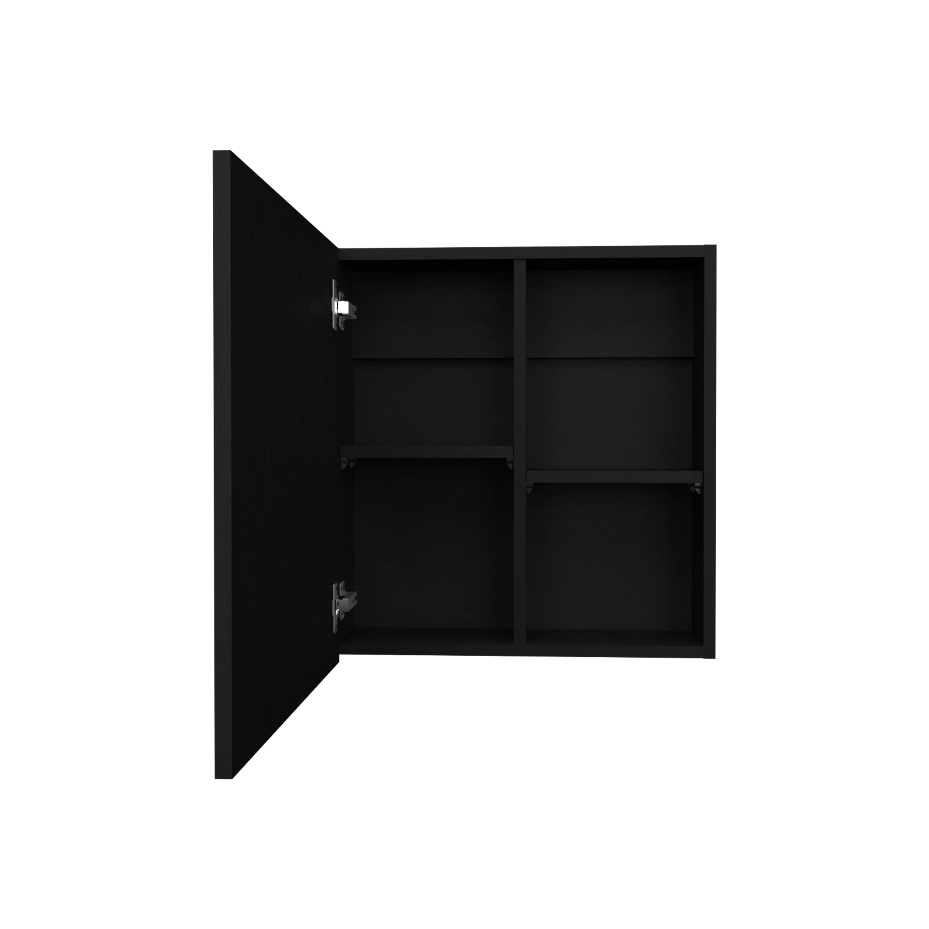 Loring Medicine Cabinet, 1 Door, 4 Shelves, 1 Mirror, Black - Luciddepo