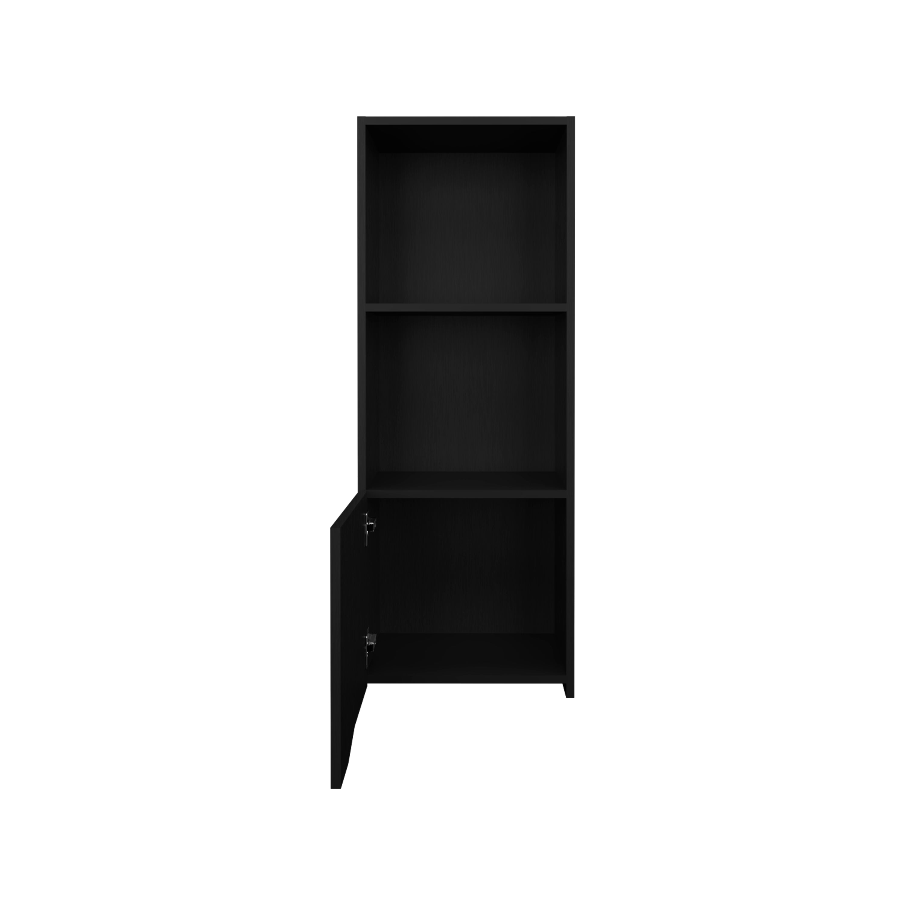 Salem Wall Cabinet with 1 Door and 3 Shelves, Black - Luciddepo