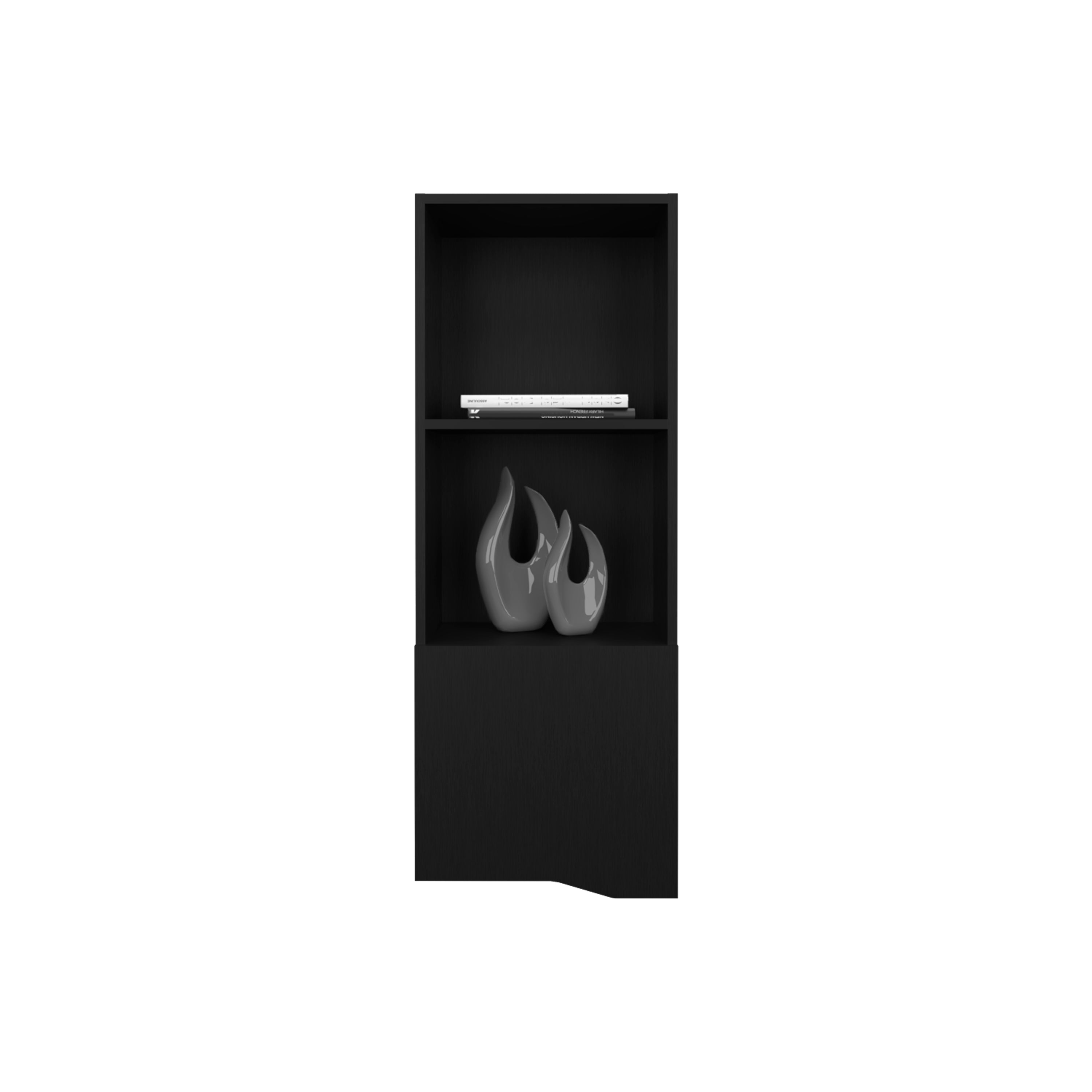 Salem Wall Cabinet with 1 Door and 3 Shelves, Black - Luciddepo