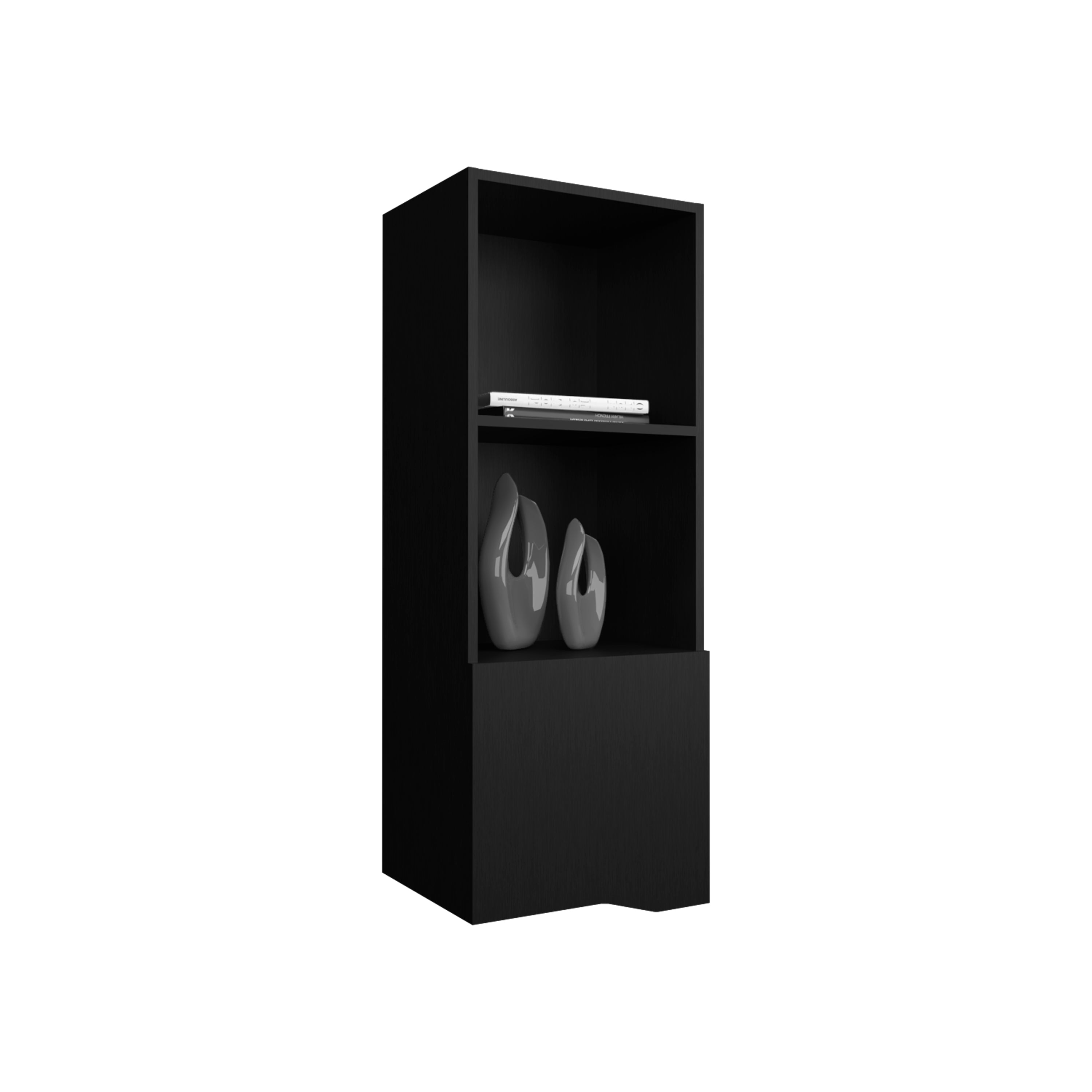 Salem Wall Cabinet with 1 Door and 3 Shelves, Black - Luciddepo