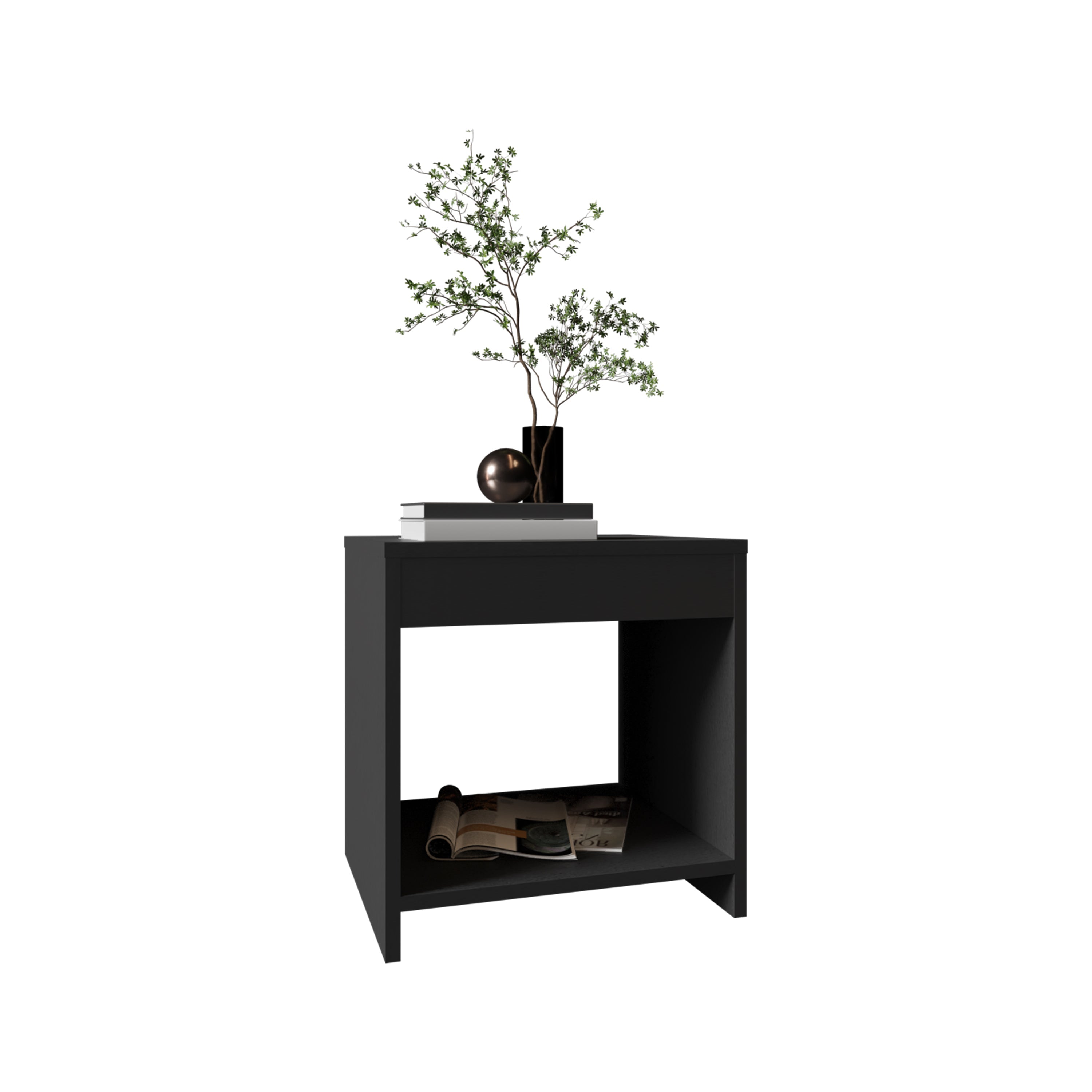 Night Table 1 spacious Shelf, Black - Luciddepo