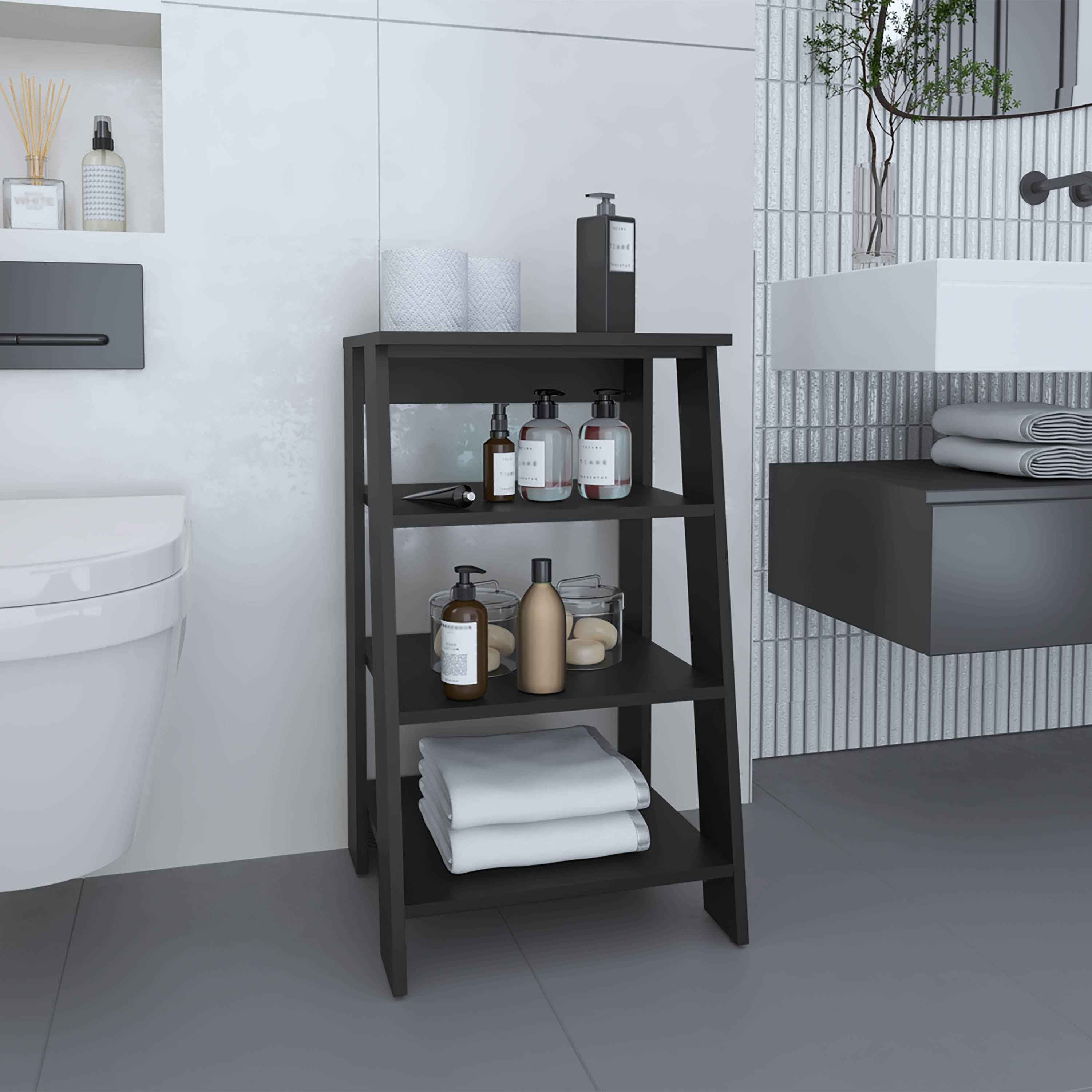 Colyn Linen Cabinet, Four Shelves, Vertical, Black