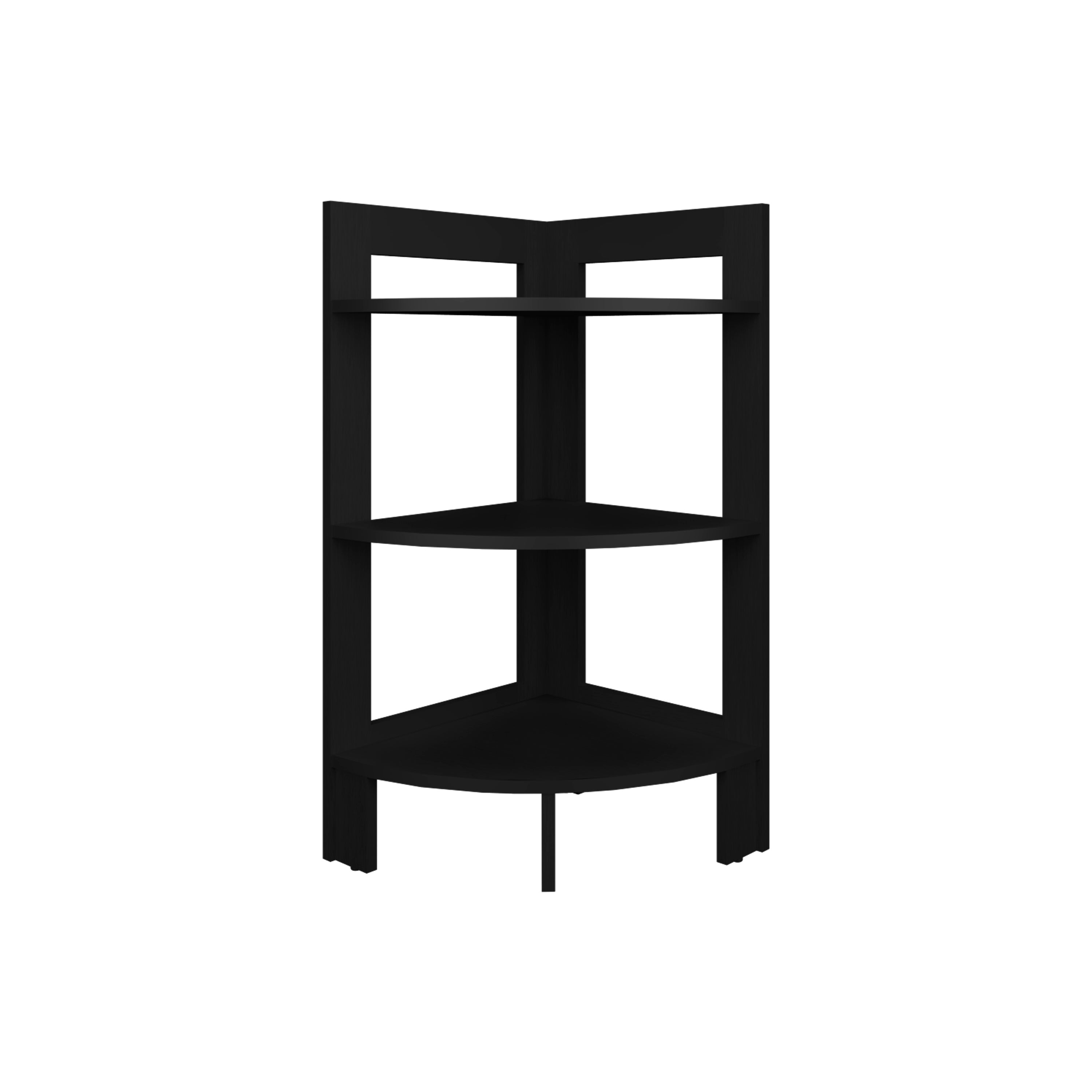 Akutan Side Table with 3 Shelves, 3 Legs, Black Wengue - Luciddepo