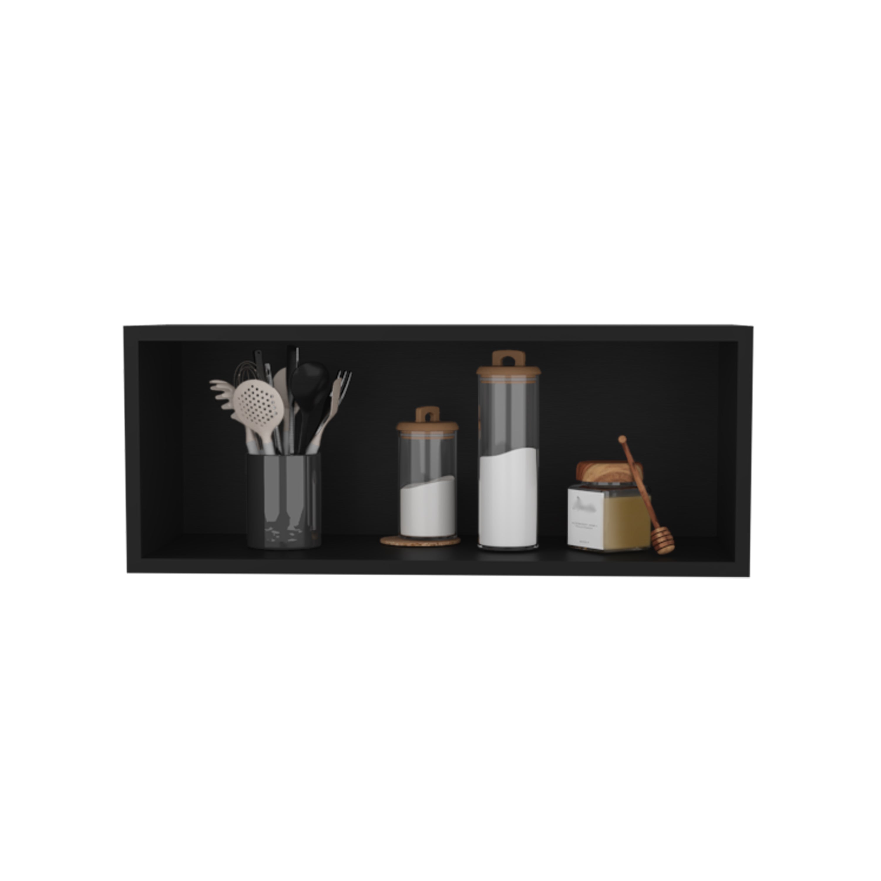 Ayden Wall Cabinet, 1 Spacious Shelf, Black - Luciddepo