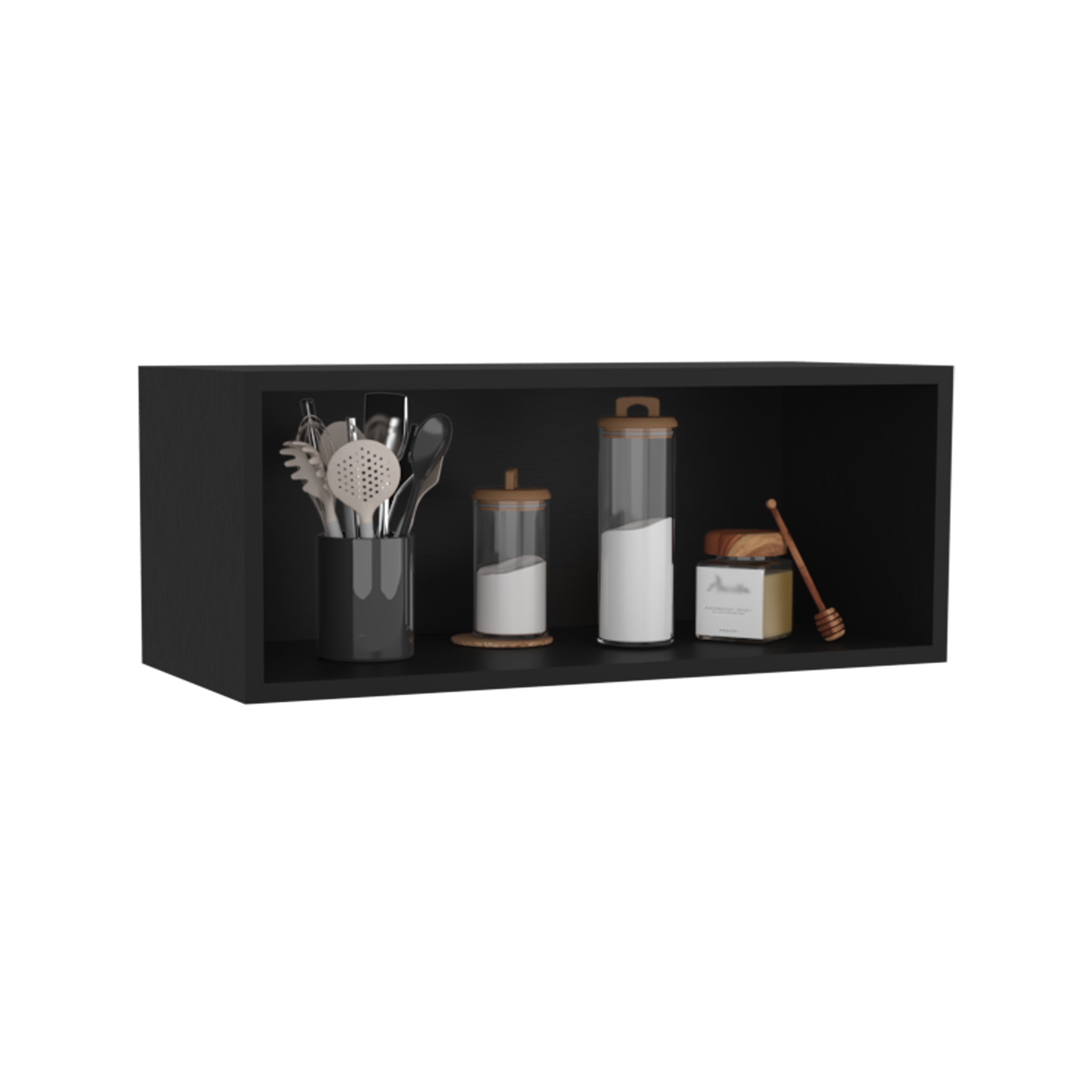 Ayden Wall Cabinet, 1 Spacious Shelf, Black - Luciddepo