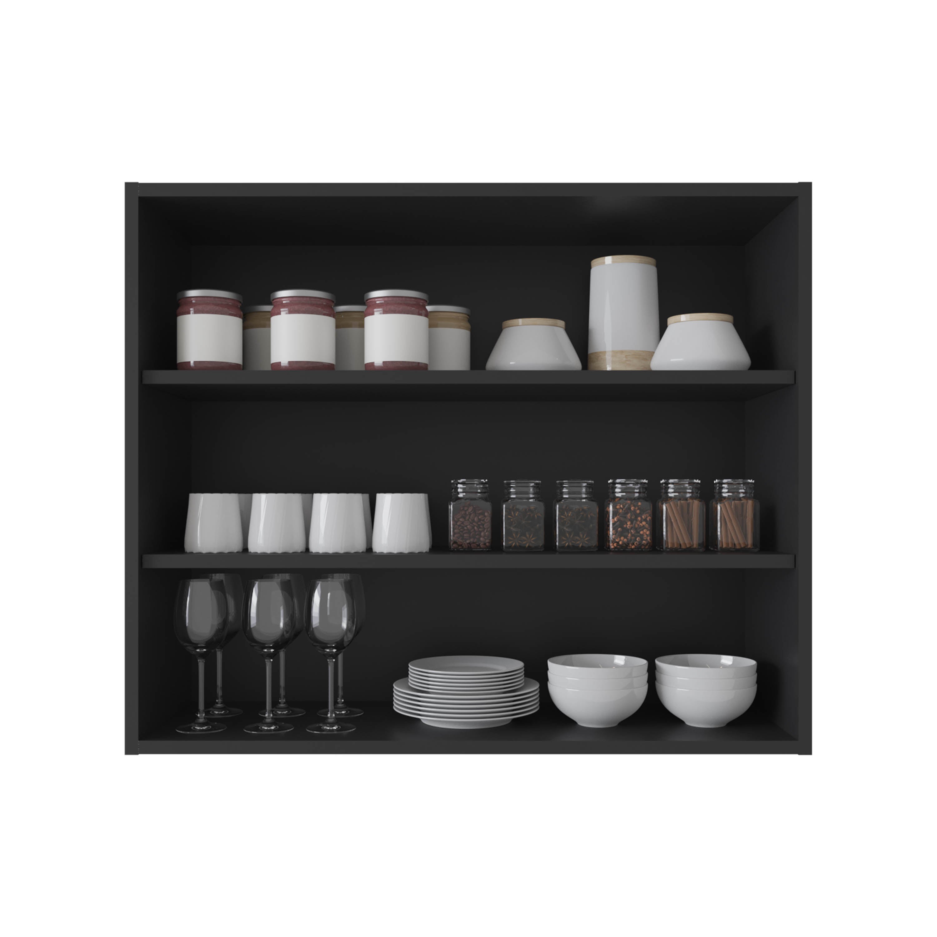 Ida Wall Shelf, 3 Shelves, Black - Luciddepo