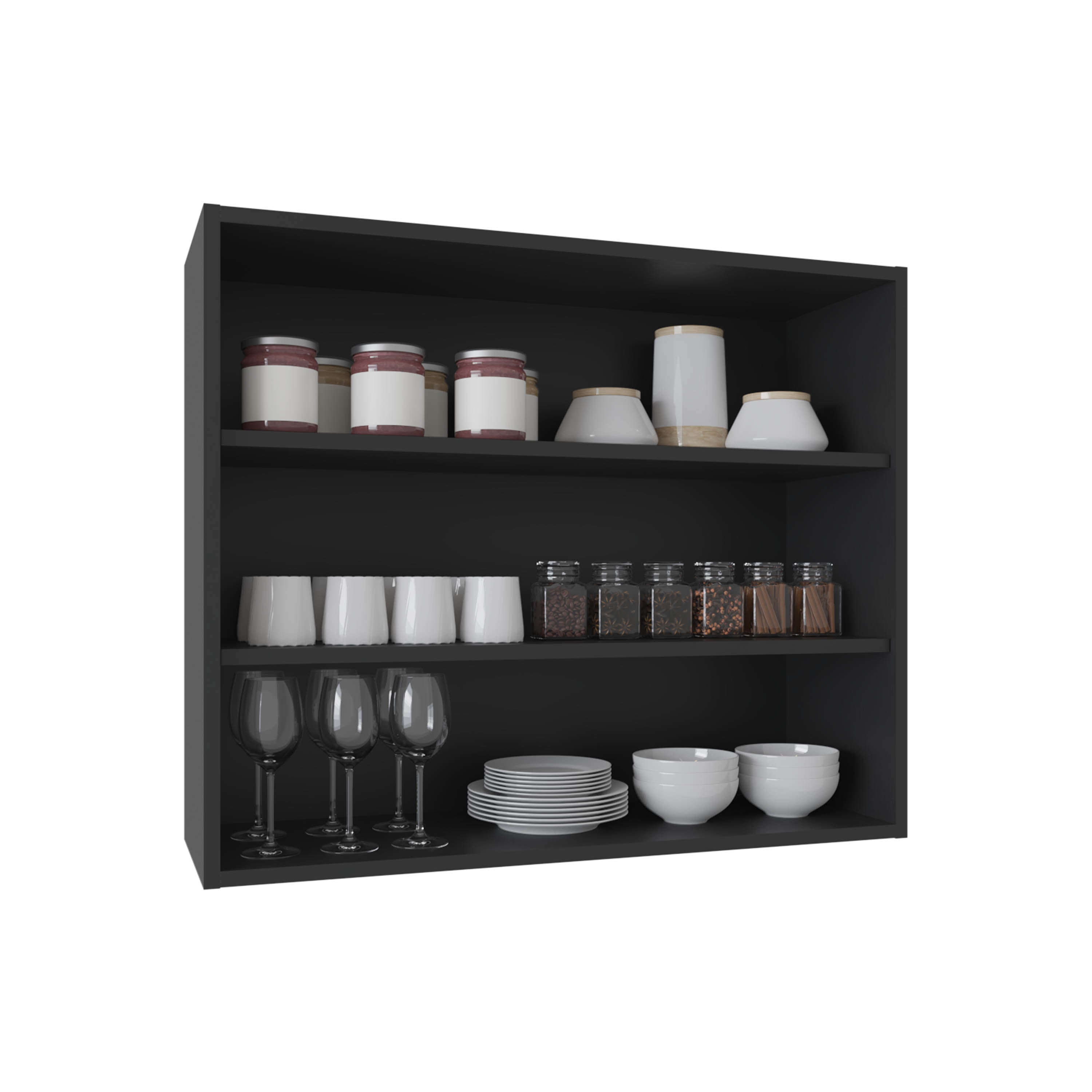 Ida Wall Shelf, 3 Shelves, Black - Luciddepo