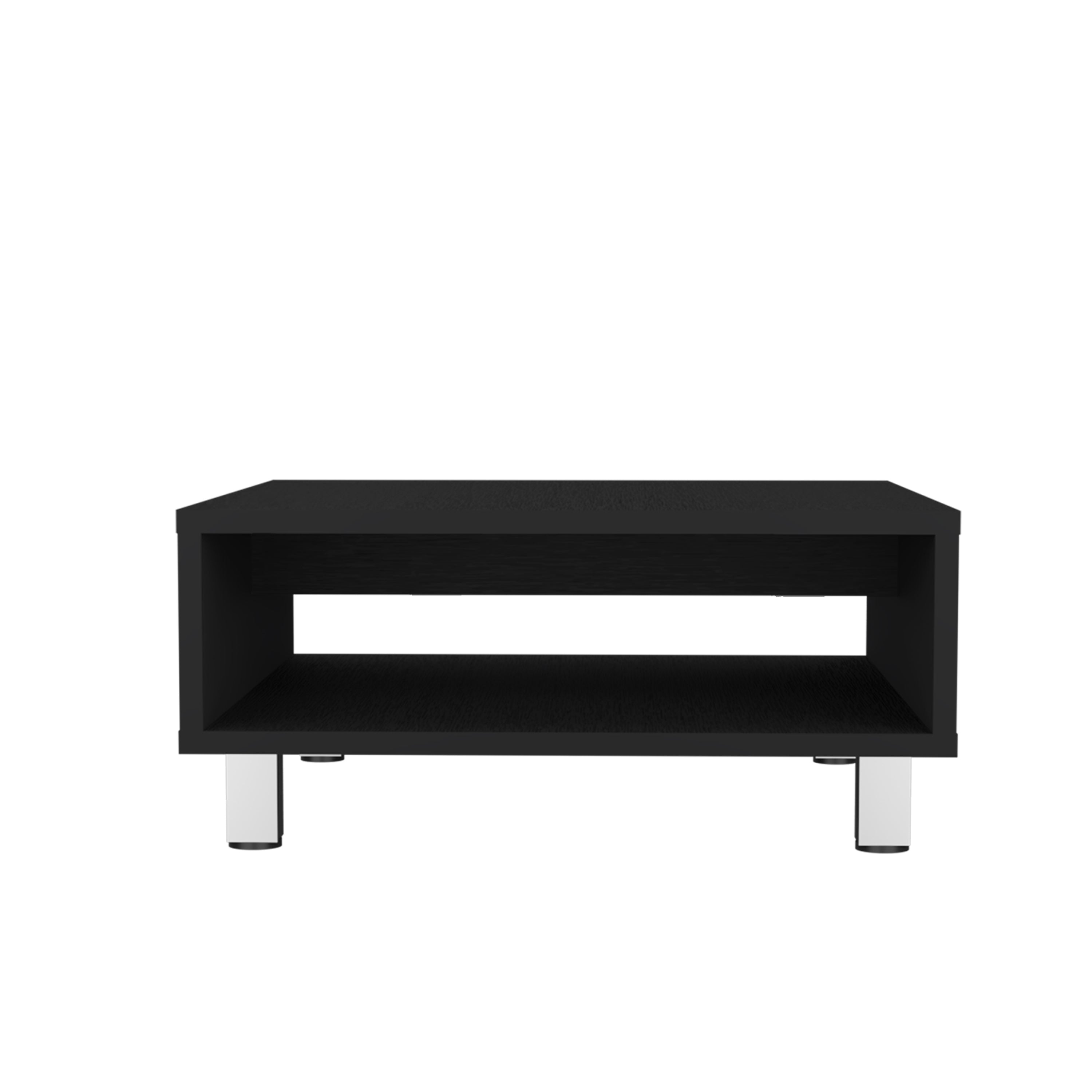 Chiniak Coffee Table, 1 shelf, 4 legs, Black - Luciddepo