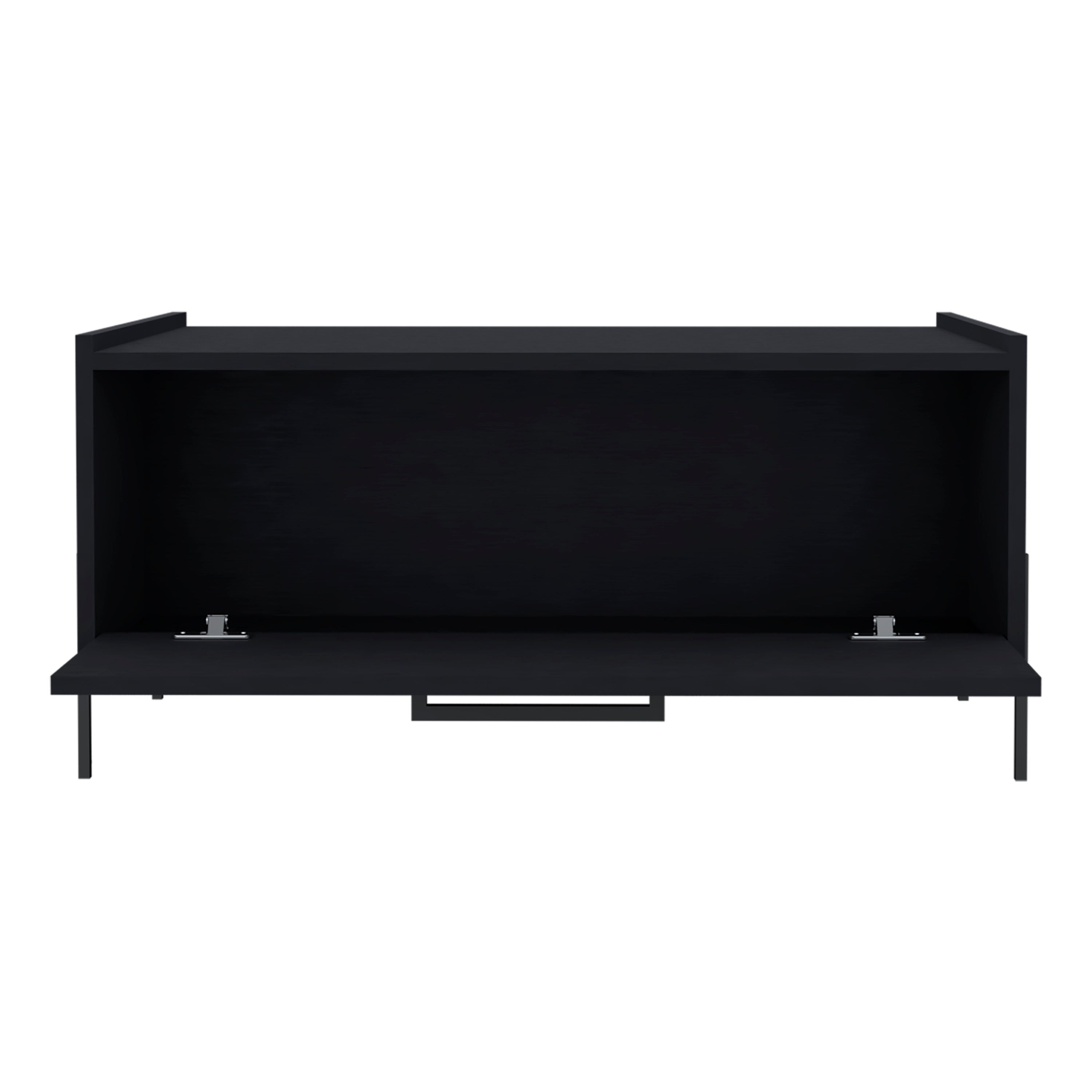 Juneau Coffee Table, 1 shelf, 4 legs, Black - Luciddepo
