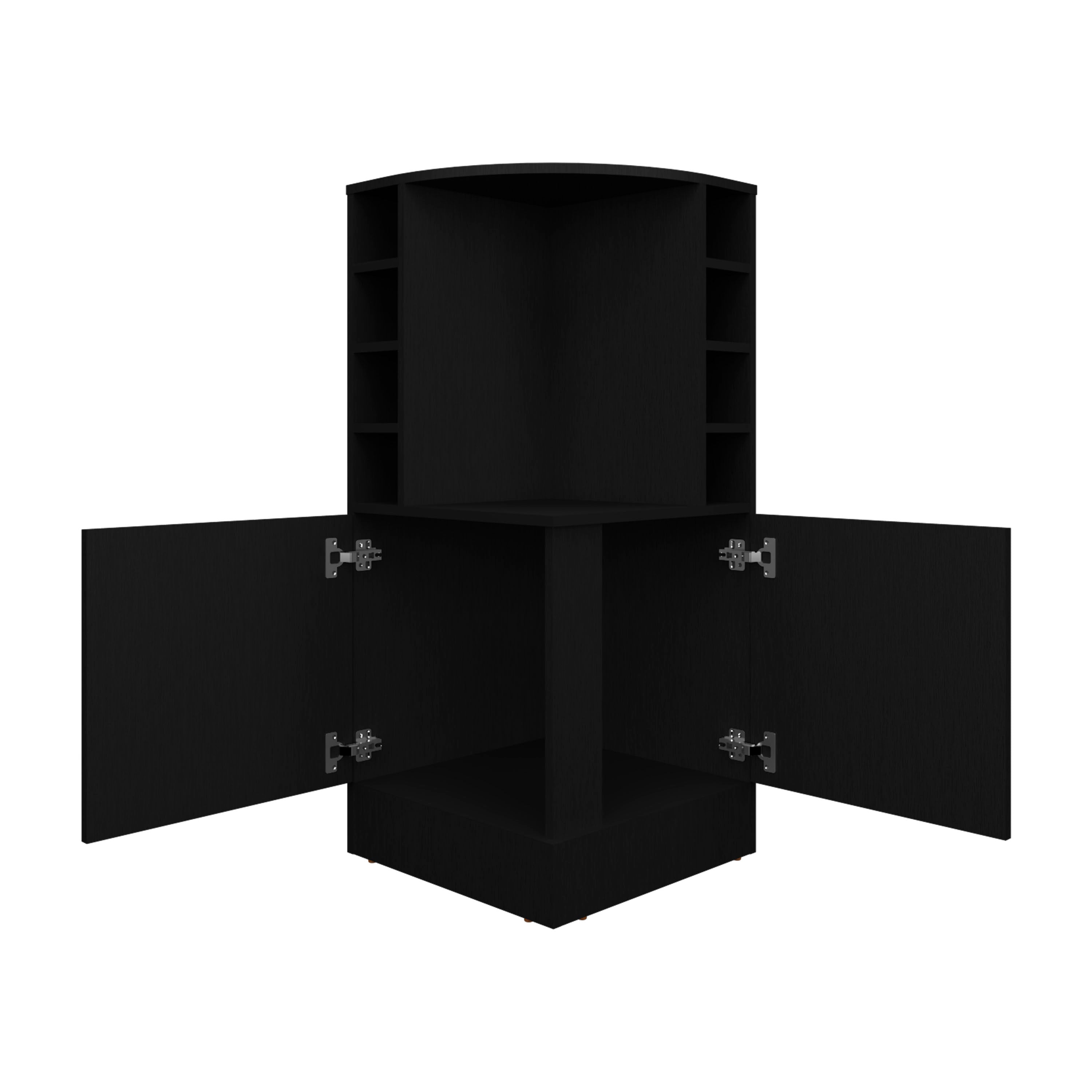 Norwich Bar Cabinet, 2 Doors, 8 Wine Bottle Compartments, Black Wengue - Luciddepo