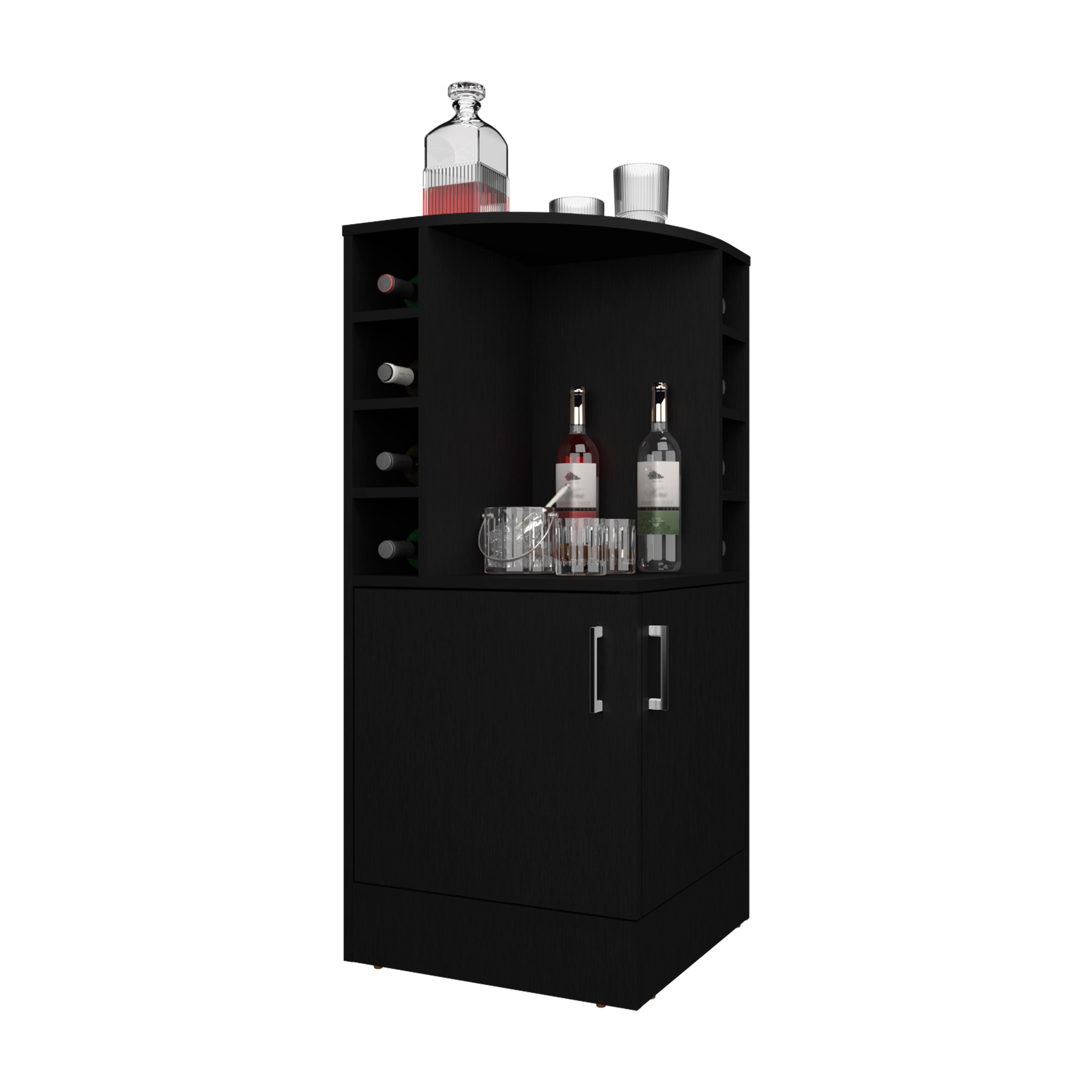 Norwich Bar Cabinet, 2 Doors, 8 Wine Bottle Compartments, Black Wengue - Luciddepo