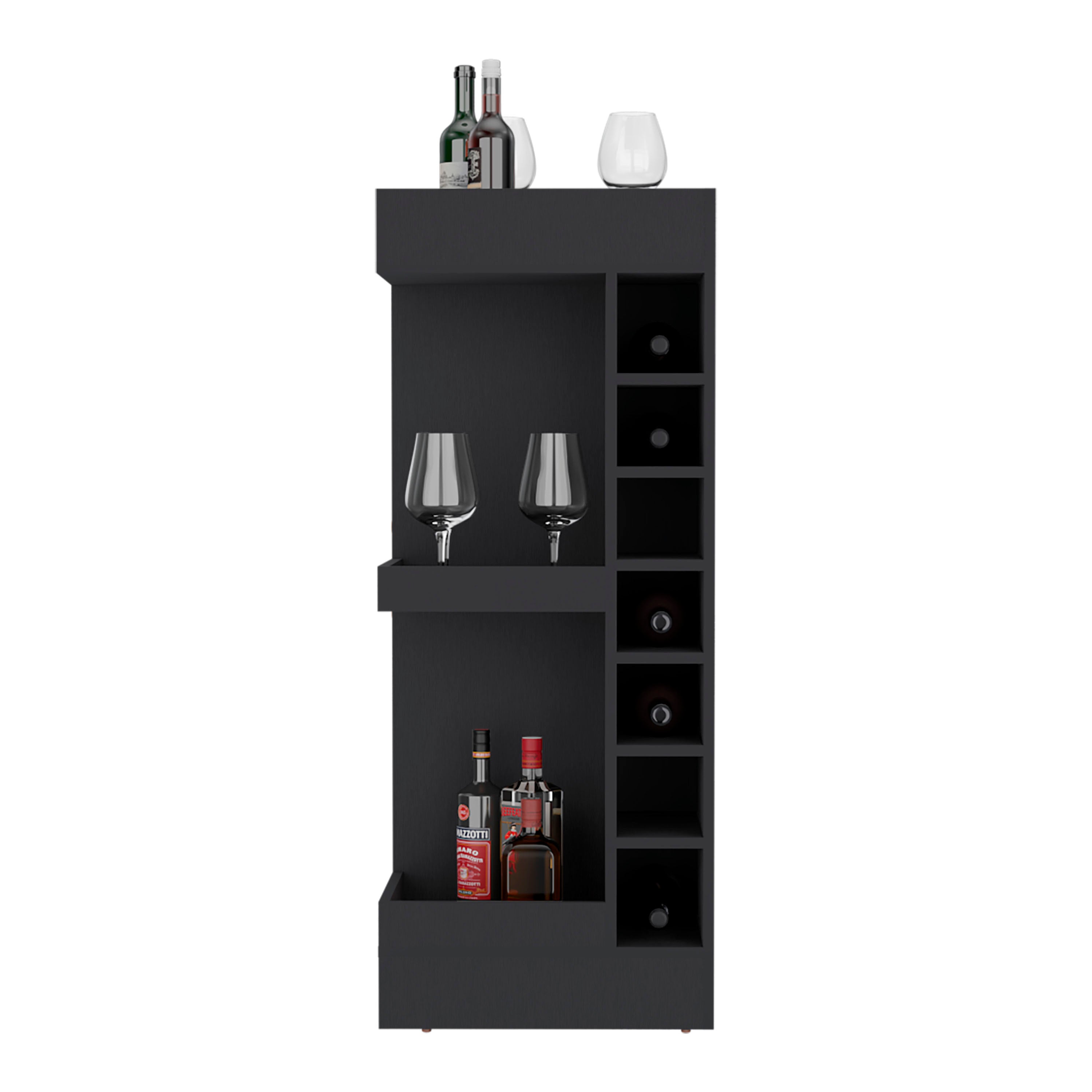 Parker Bar Cabinet, 16 Shelves, Black Wengue - Luciddepo