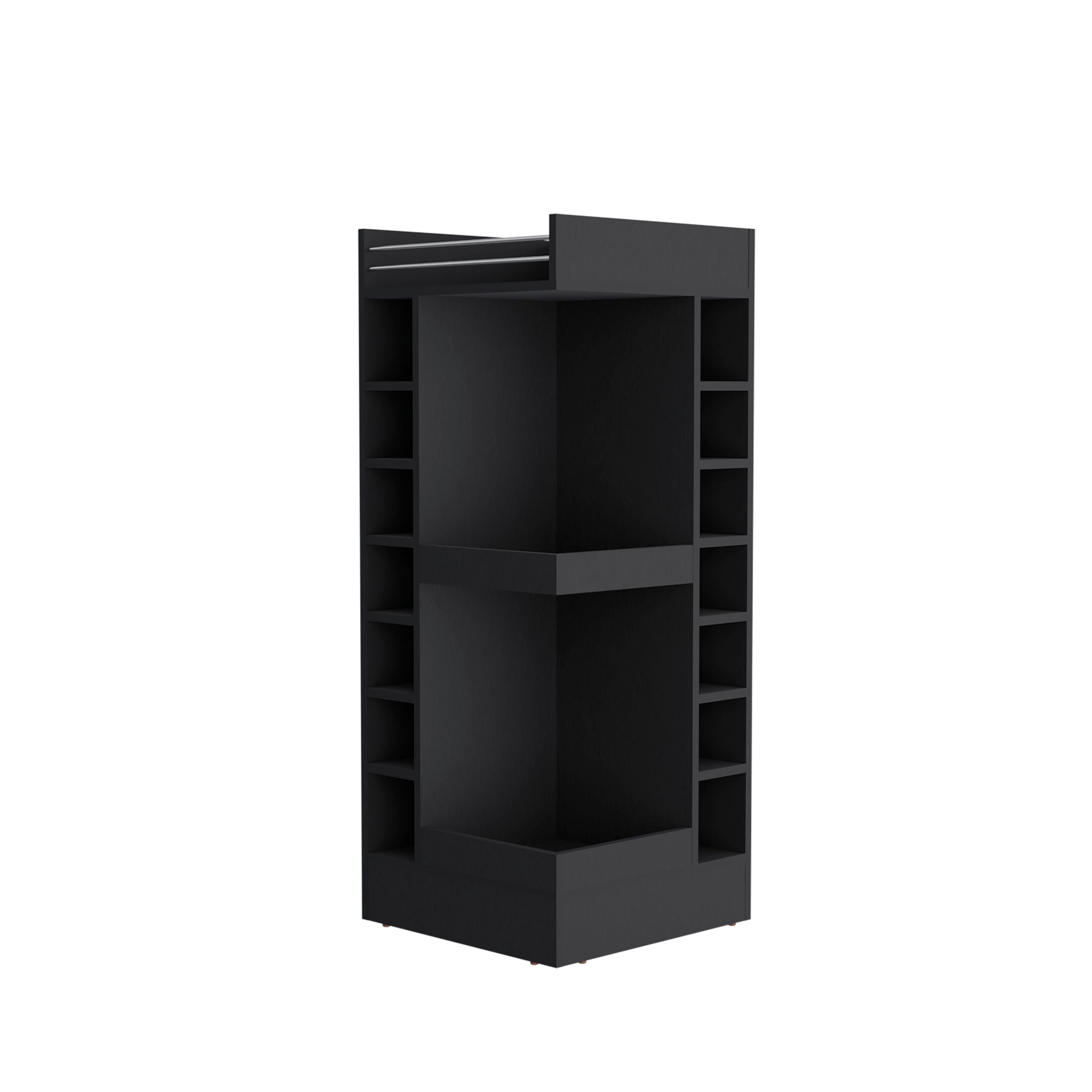 Parker Bar Cabinet, 16 Shelves, Black Wengue - Luciddepo