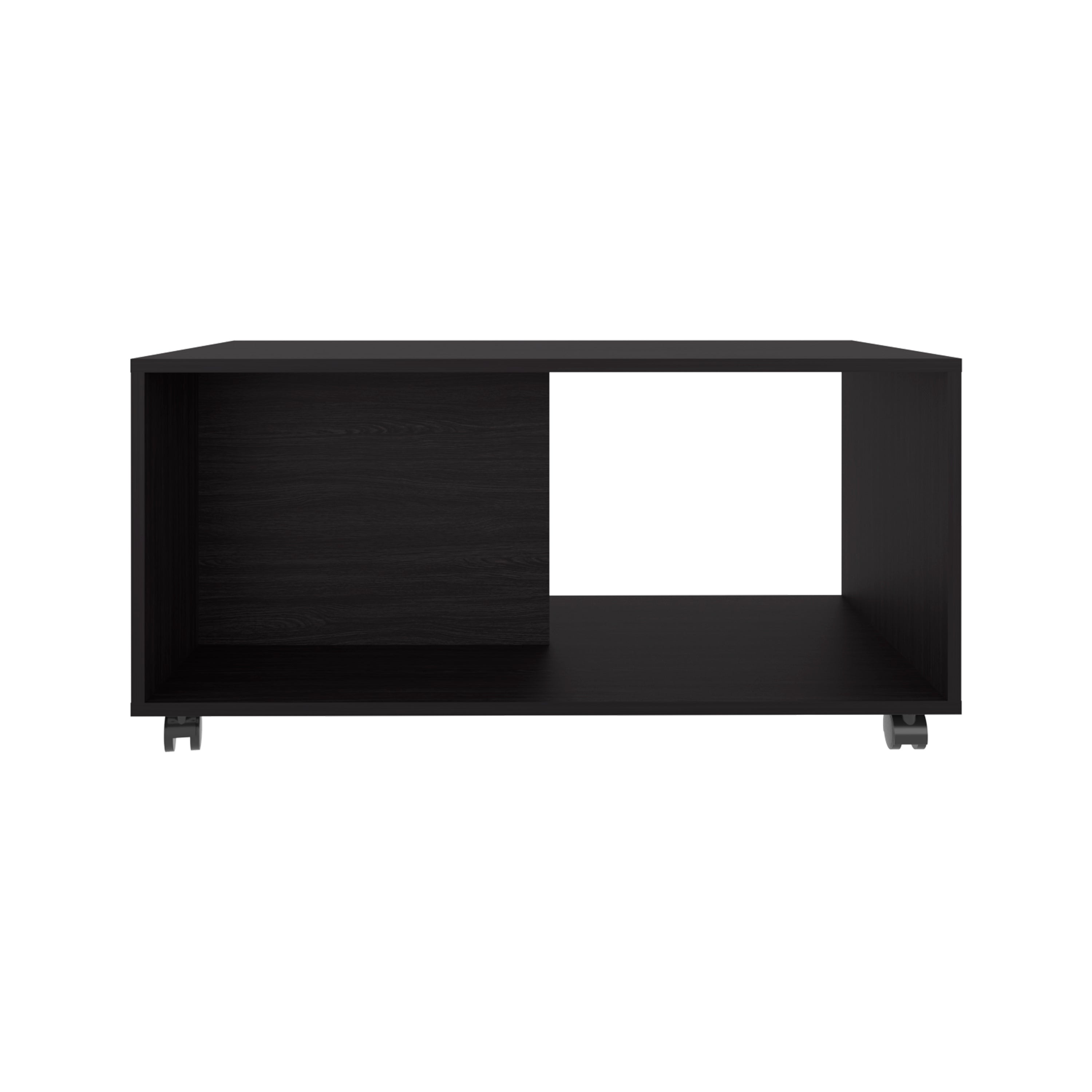 Denton Coffee Table, 4 Wheels, 1 Shelf, Black - Luciddepo