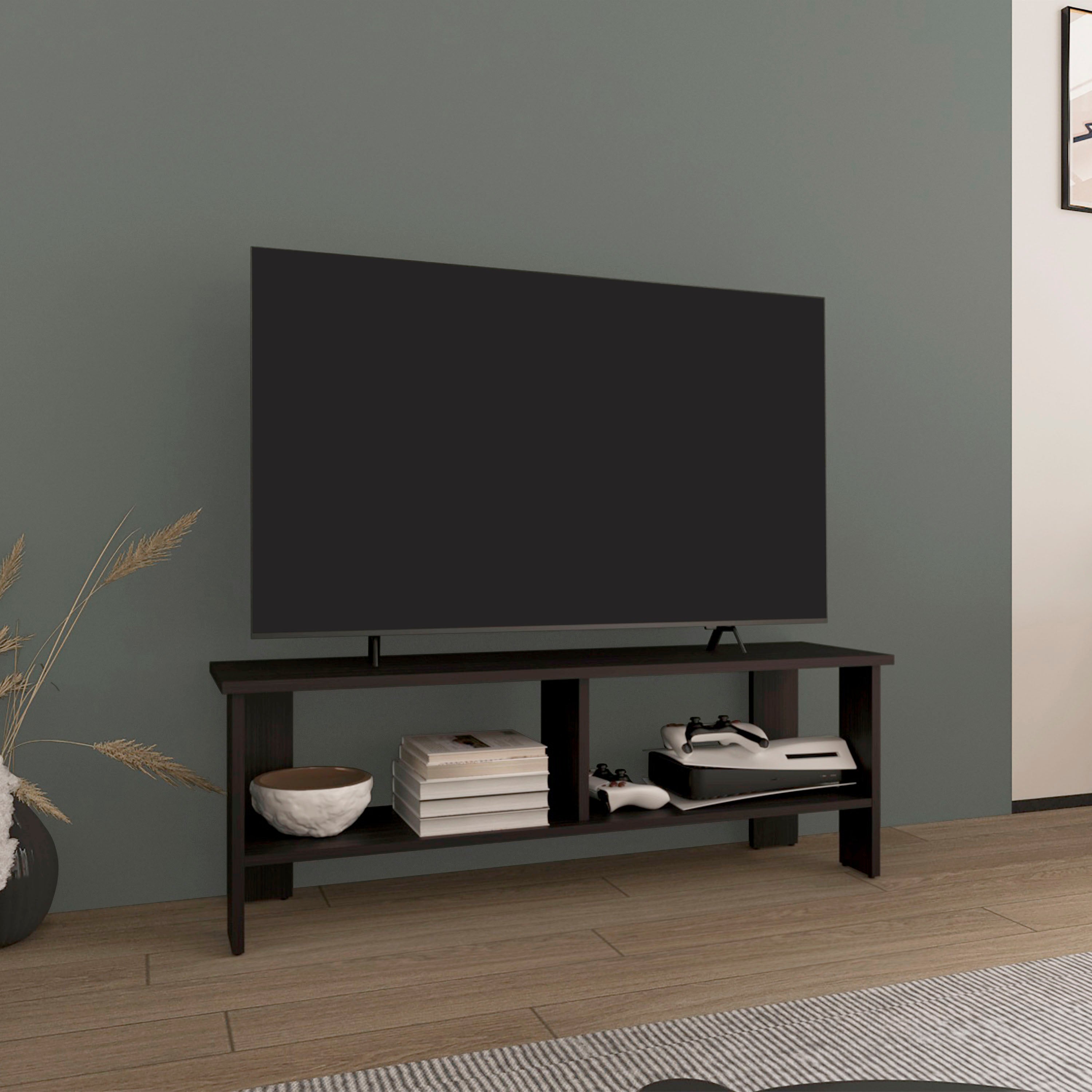 Alderton TV Stand, 2 Shelves, Black Wengue - Luciddepo