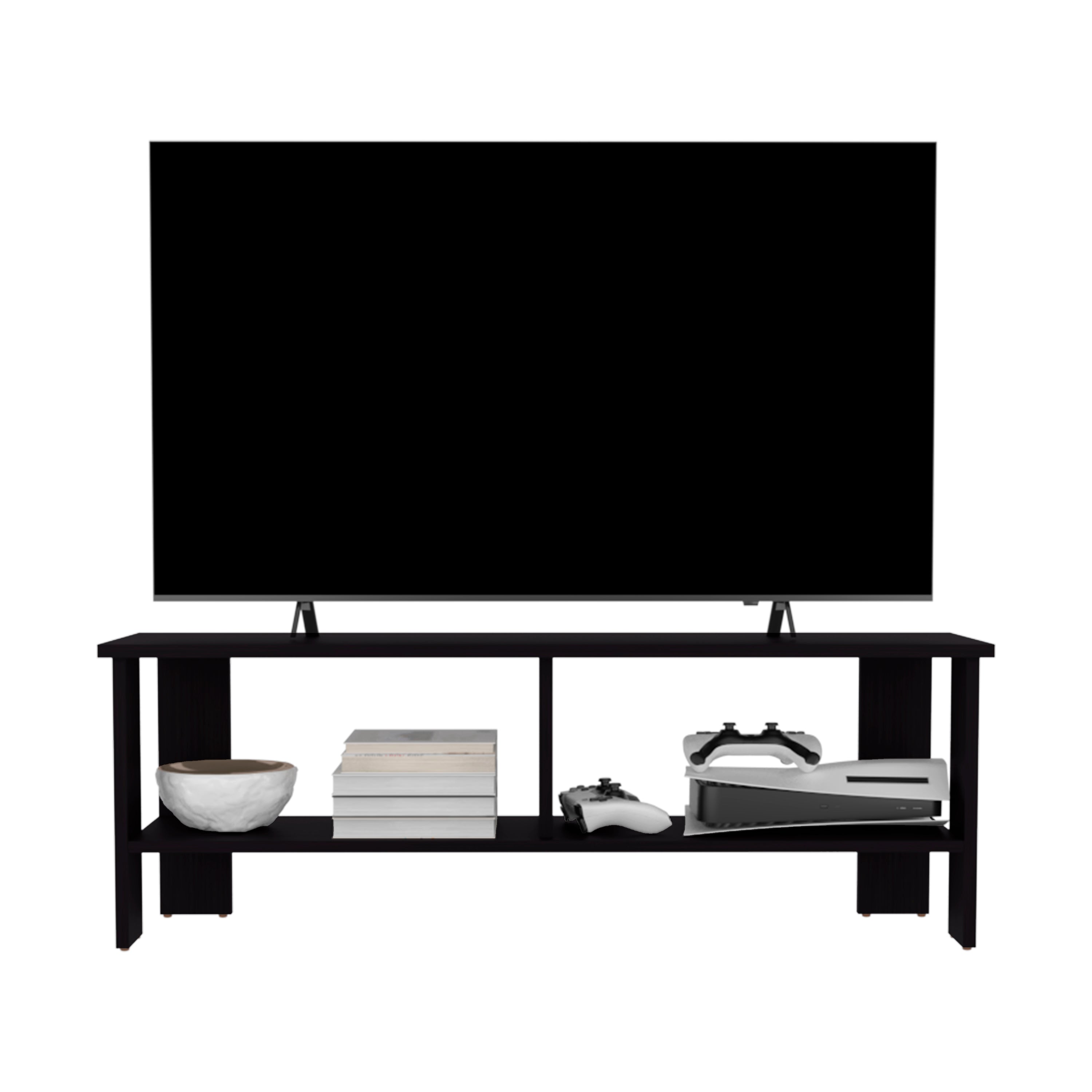 Alderton TV Stand, 2 Shelves, Black Wengue - Luciddepo