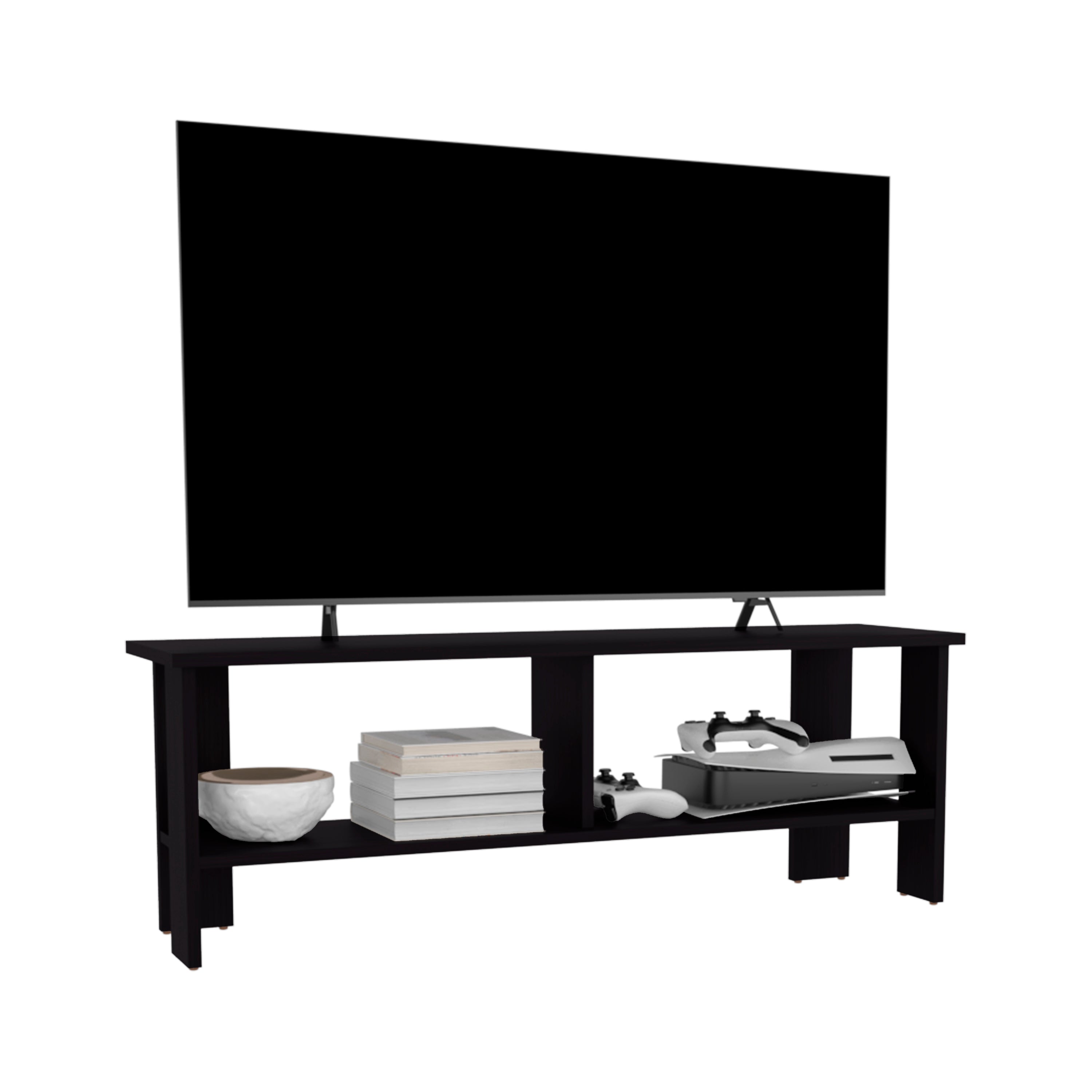 Alderton TV Stand, 2 Shelves, Black Wengue - Luciddepo