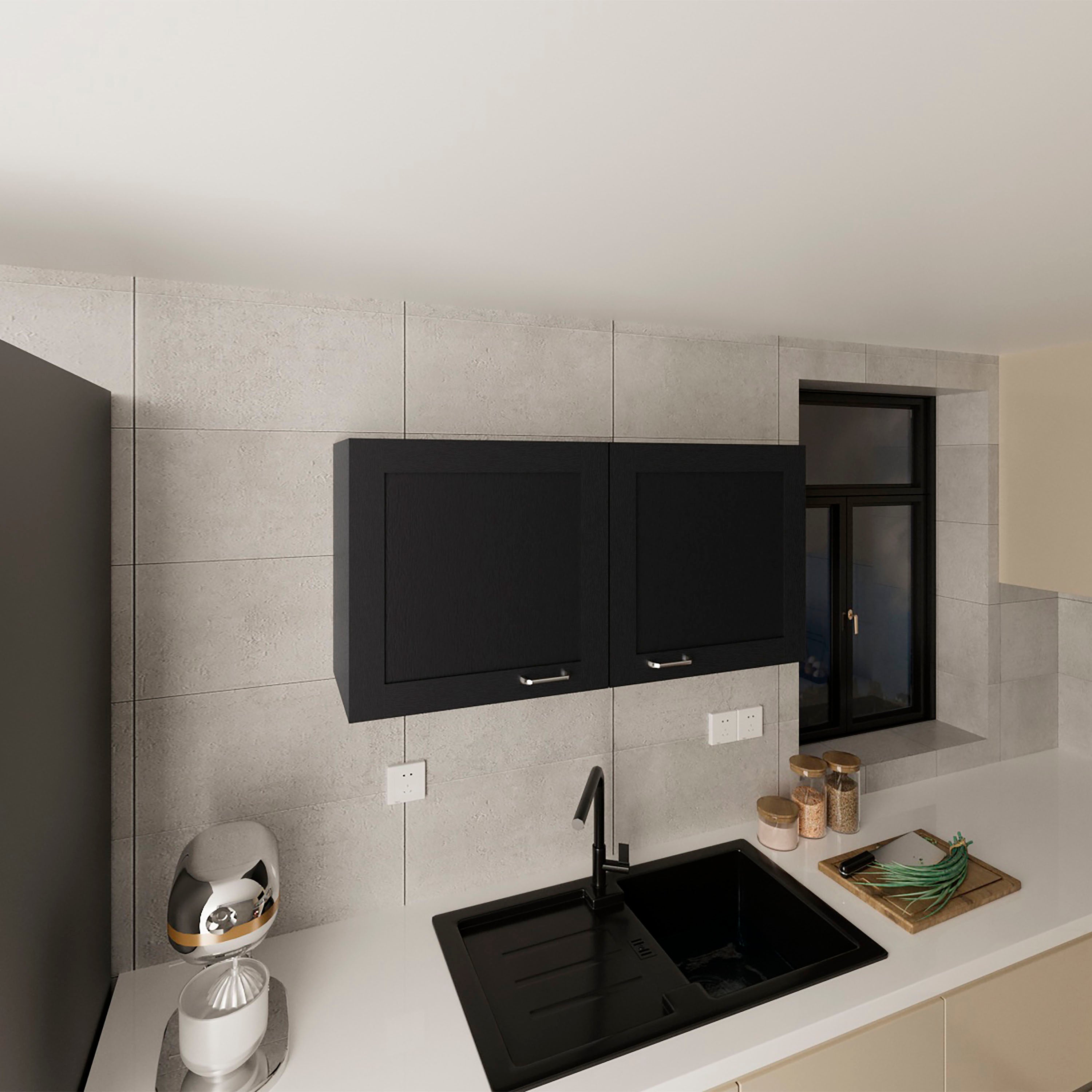 Burbank Wall Cabinet, 2 Doors, Black Wengue - Luciddepo