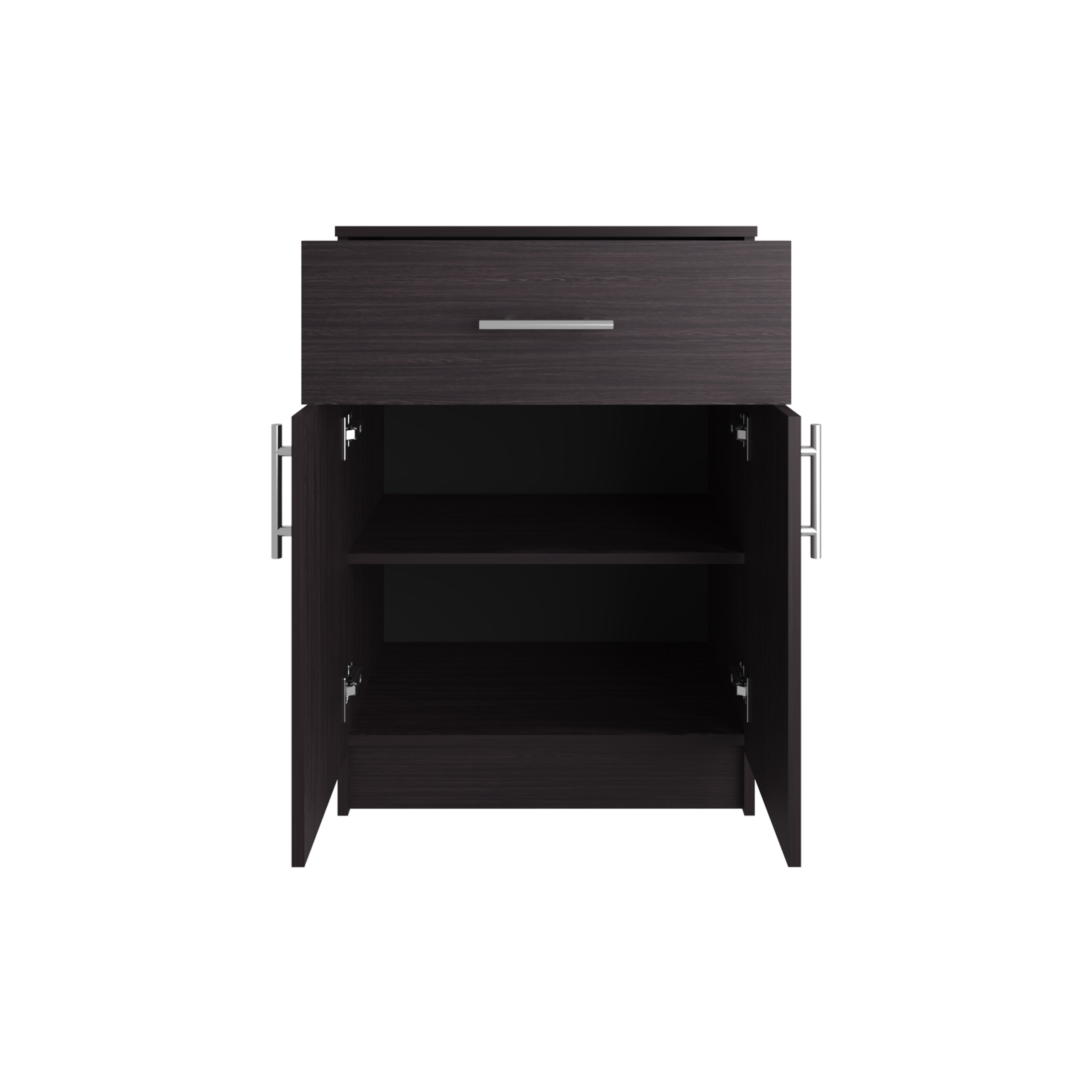 Barbados Pantry Organizer Cabinet with One Drawer, Two Interior Shelves, and Two Doors, Black Wengue - Luciddepo