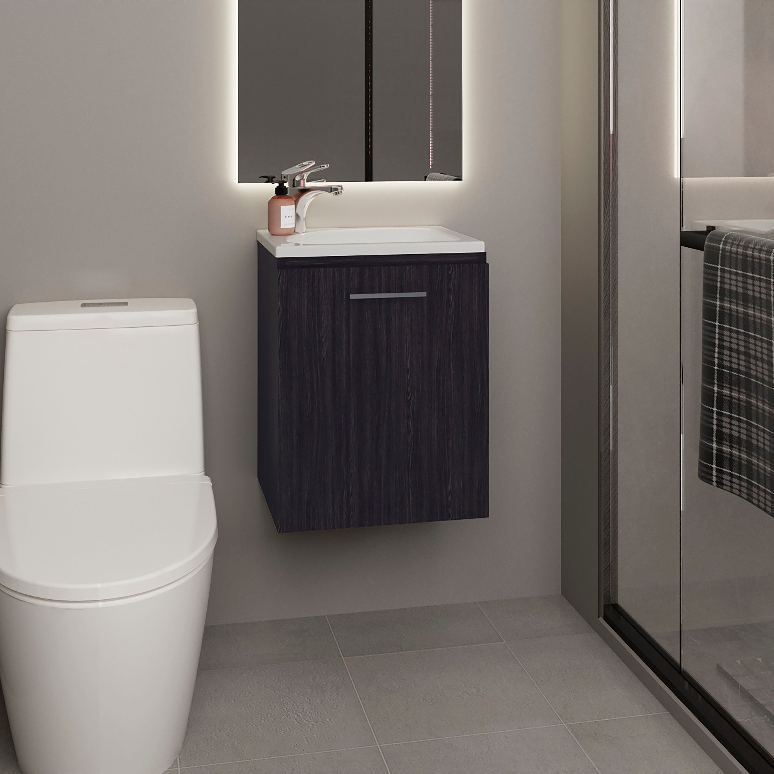 Bothell Bathroom Vanity, 1 Door, Black Wengue - Luciddepo