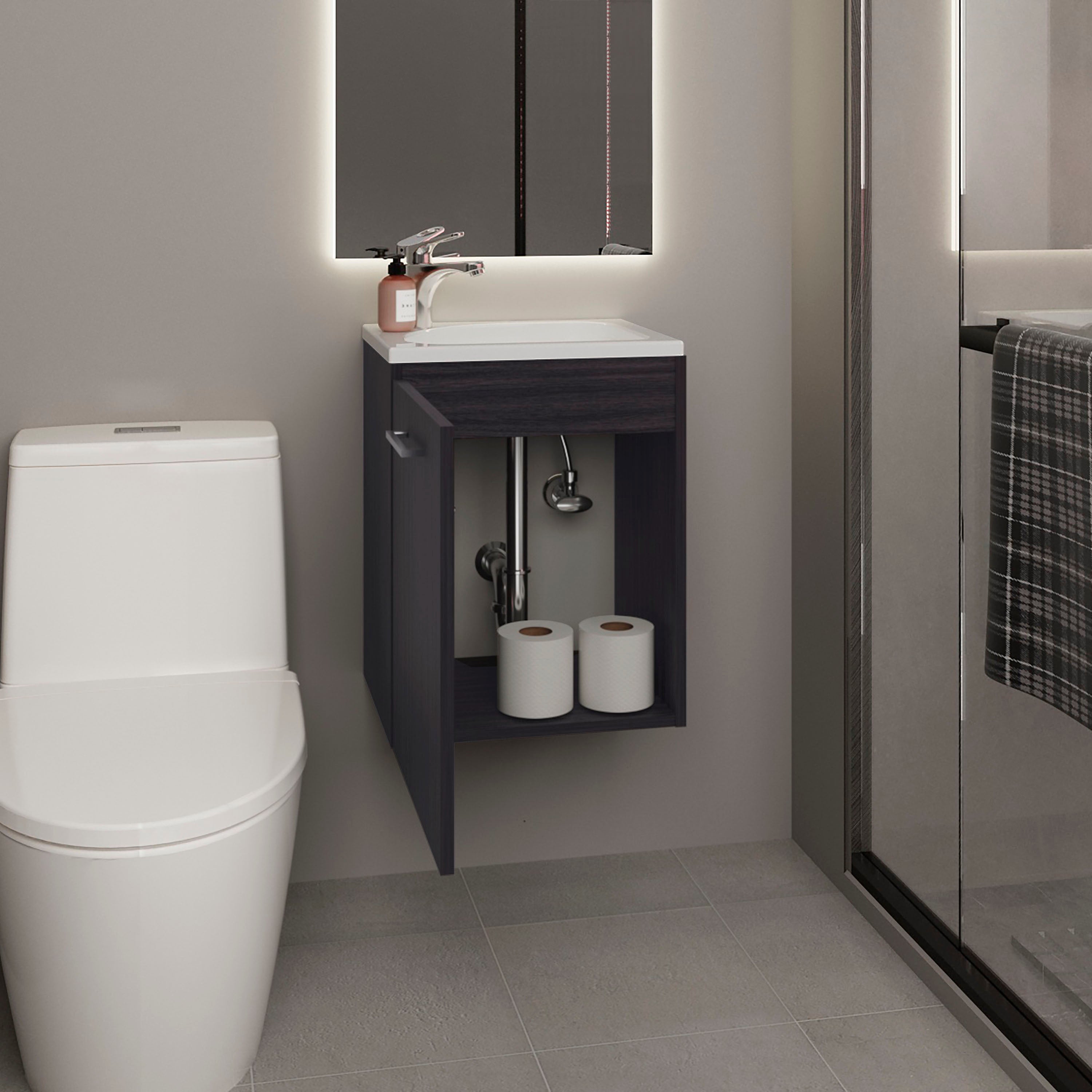 Bothell Bathroom Vanity, 1 Door, Black Wengue - Luciddepo