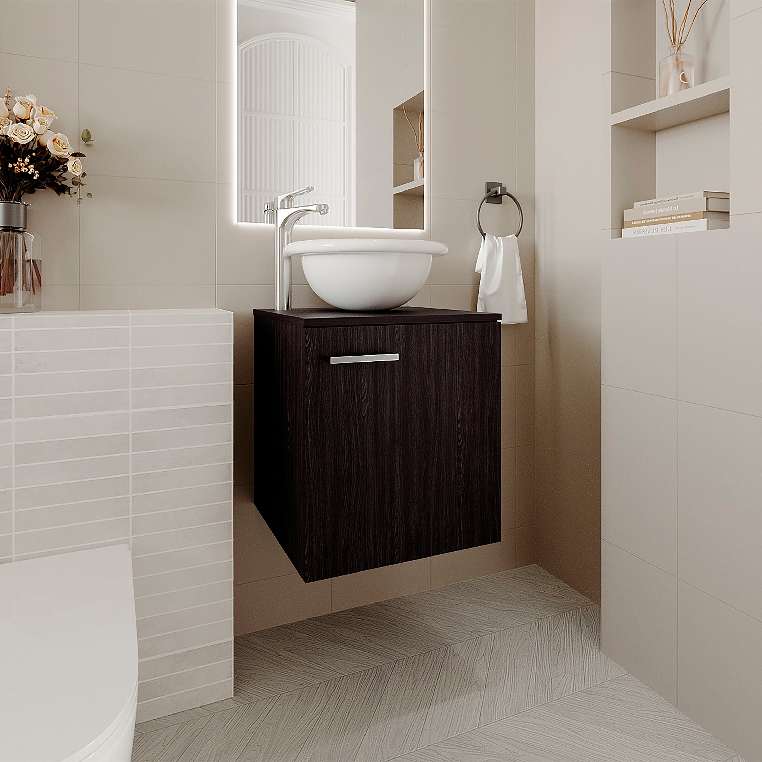 Bellevue Bathroom Vanity, 1 Door, Black Wengue - Luciddepo