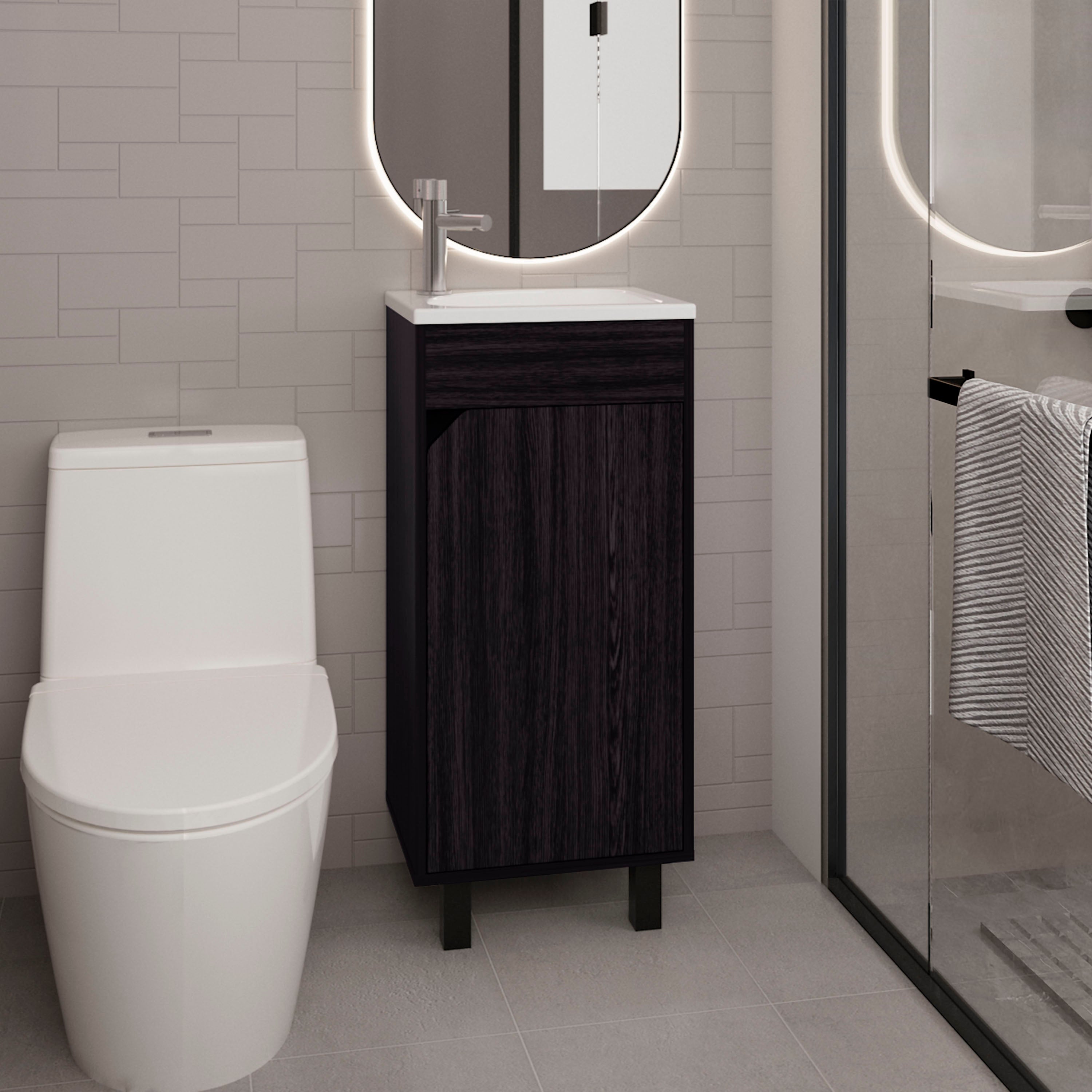 Yorkana Bathroom Vanity, 1 Door, 4 Legs, Black Wengue - Luciddepo