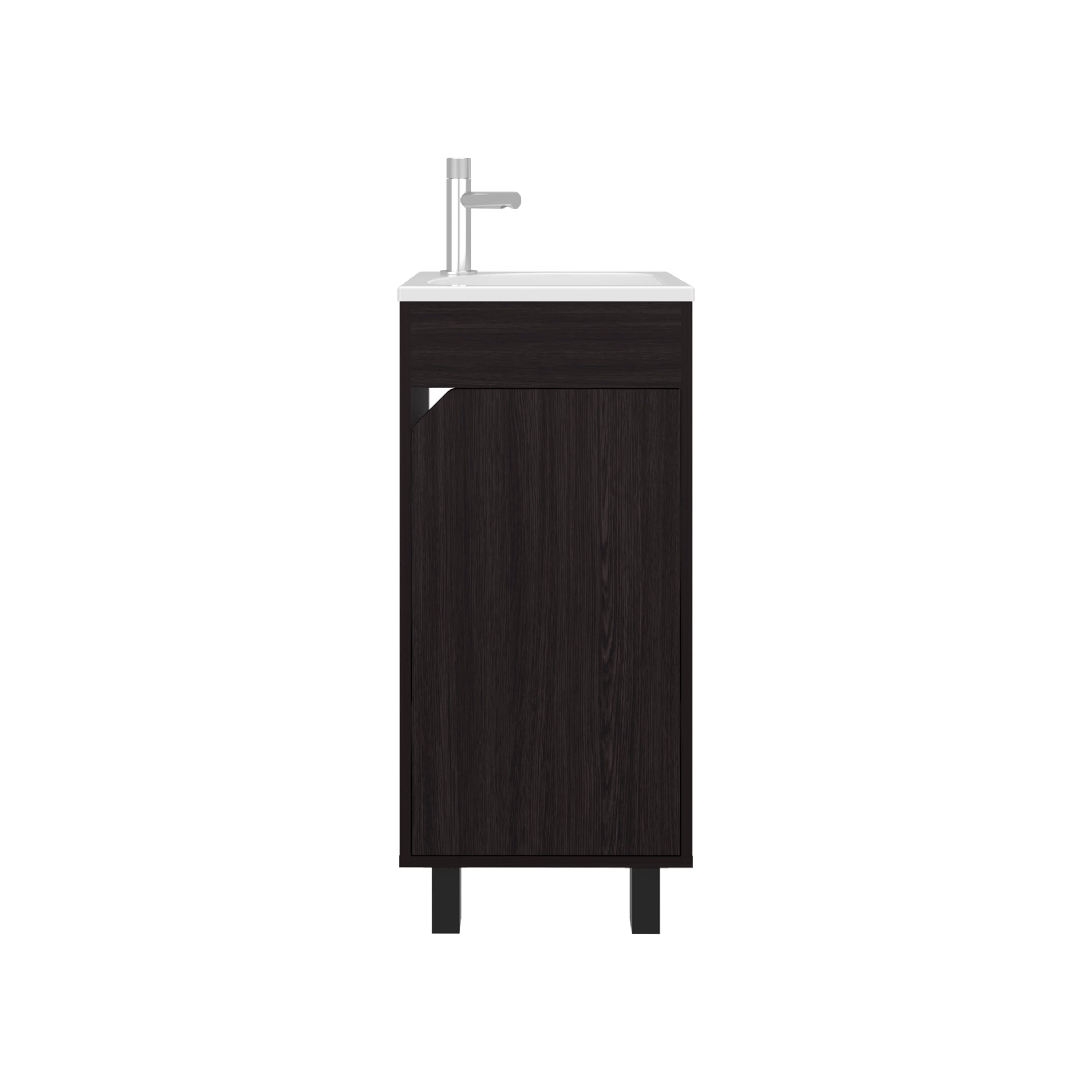 Yorkana Bathroom Vanity, 1 Door, 4 Legs, Black Wengue - Luciddepo
