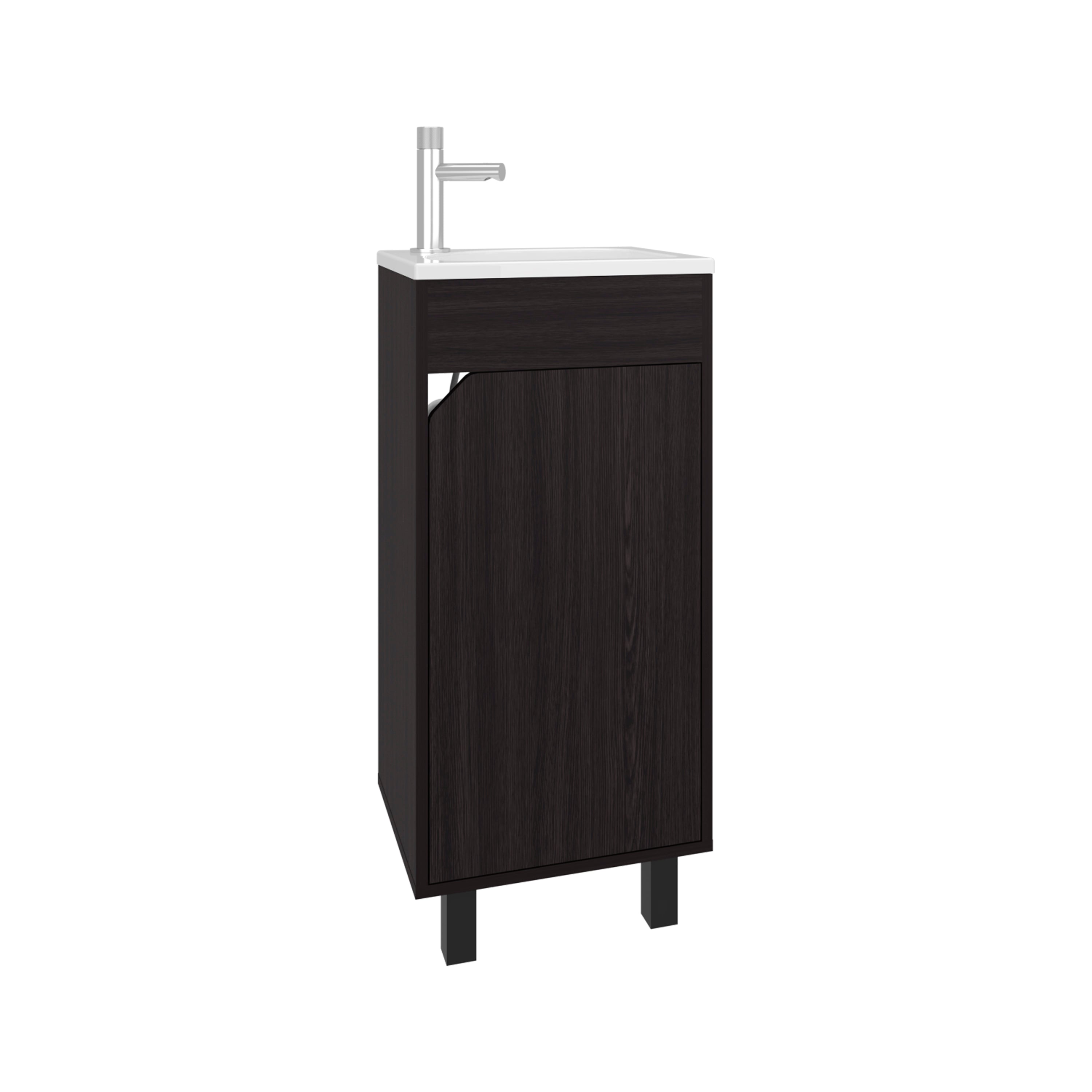 Yorkana Bathroom Vanity, 1 Door, 4 Legs, Black Wengue - Luciddepo