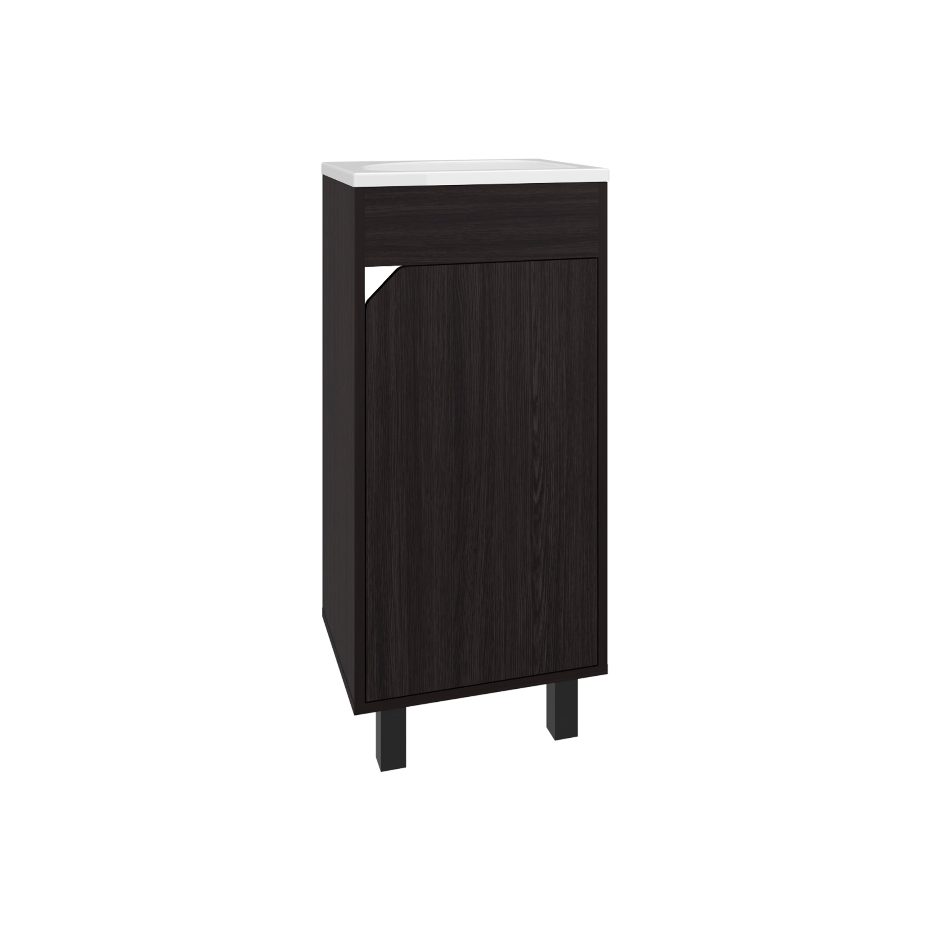 Yorkana Bathroom Vanity, 1 Door, 4 Legs, Black Wengue - Luciddepo