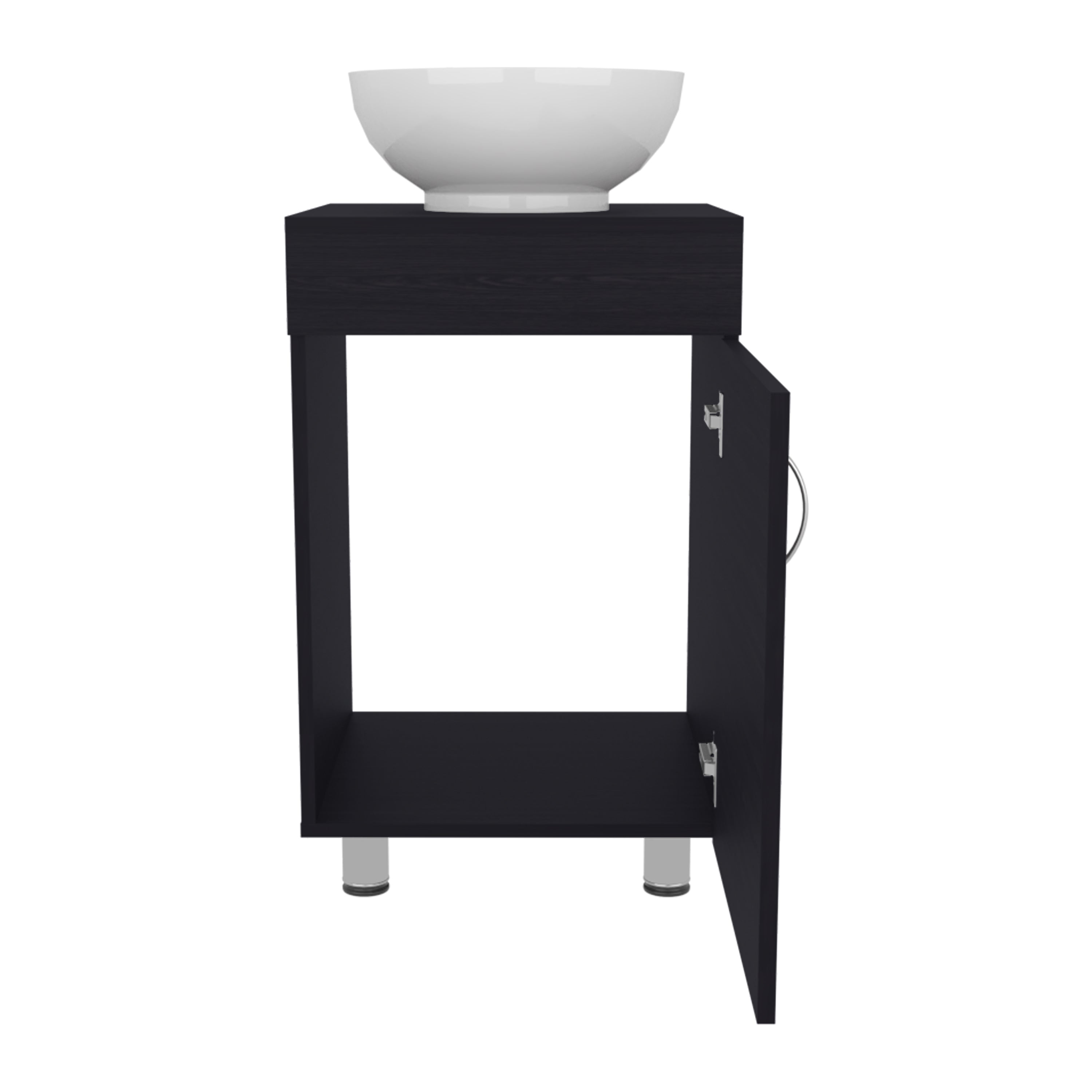 Vicksburg Bathroom Vanity, 1 Door, 4 Legs, Black Wengue - Luciddepo
