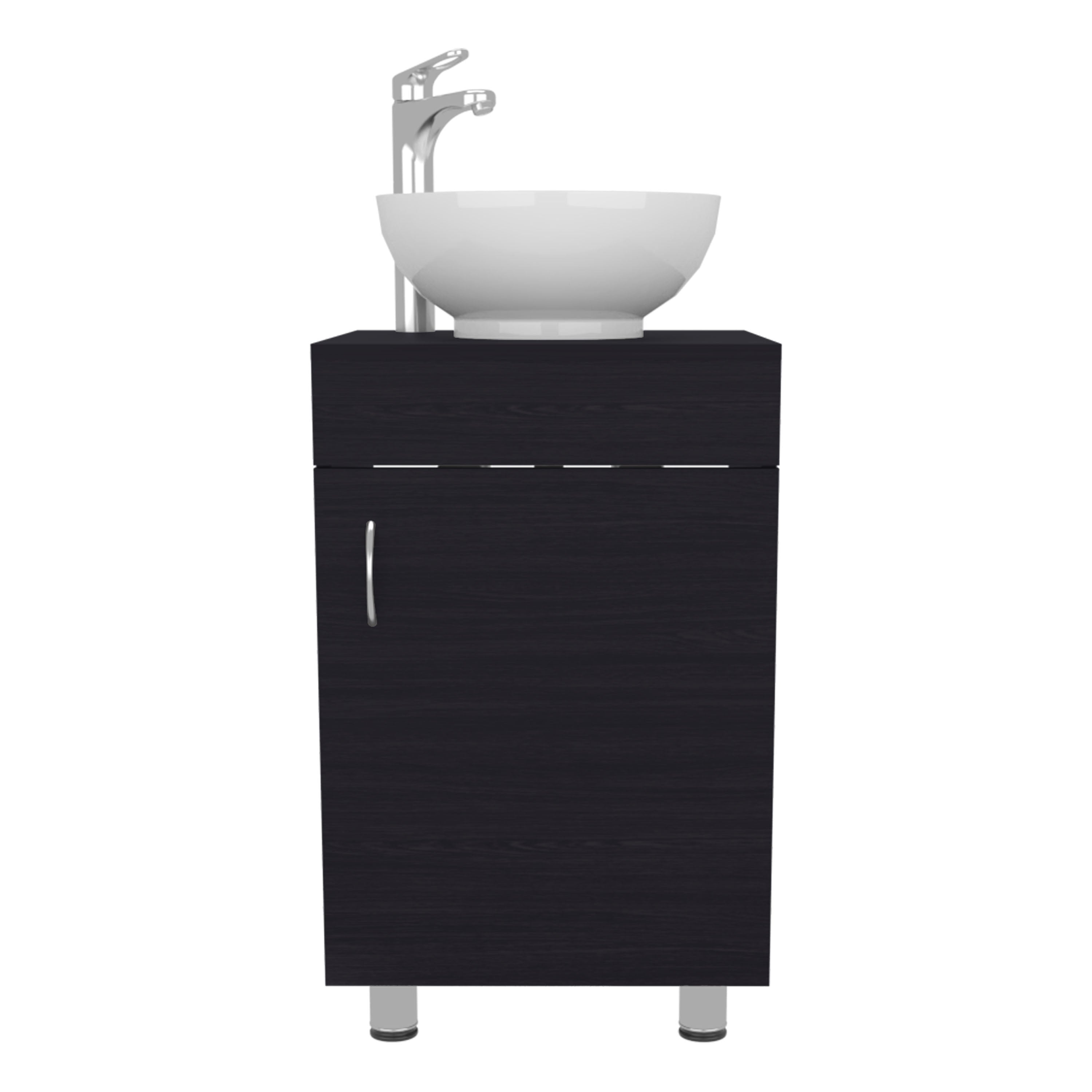 Vicksburg Bathroom Vanity, 1 Door, 4 Legs, Black Wengue - Luciddepo