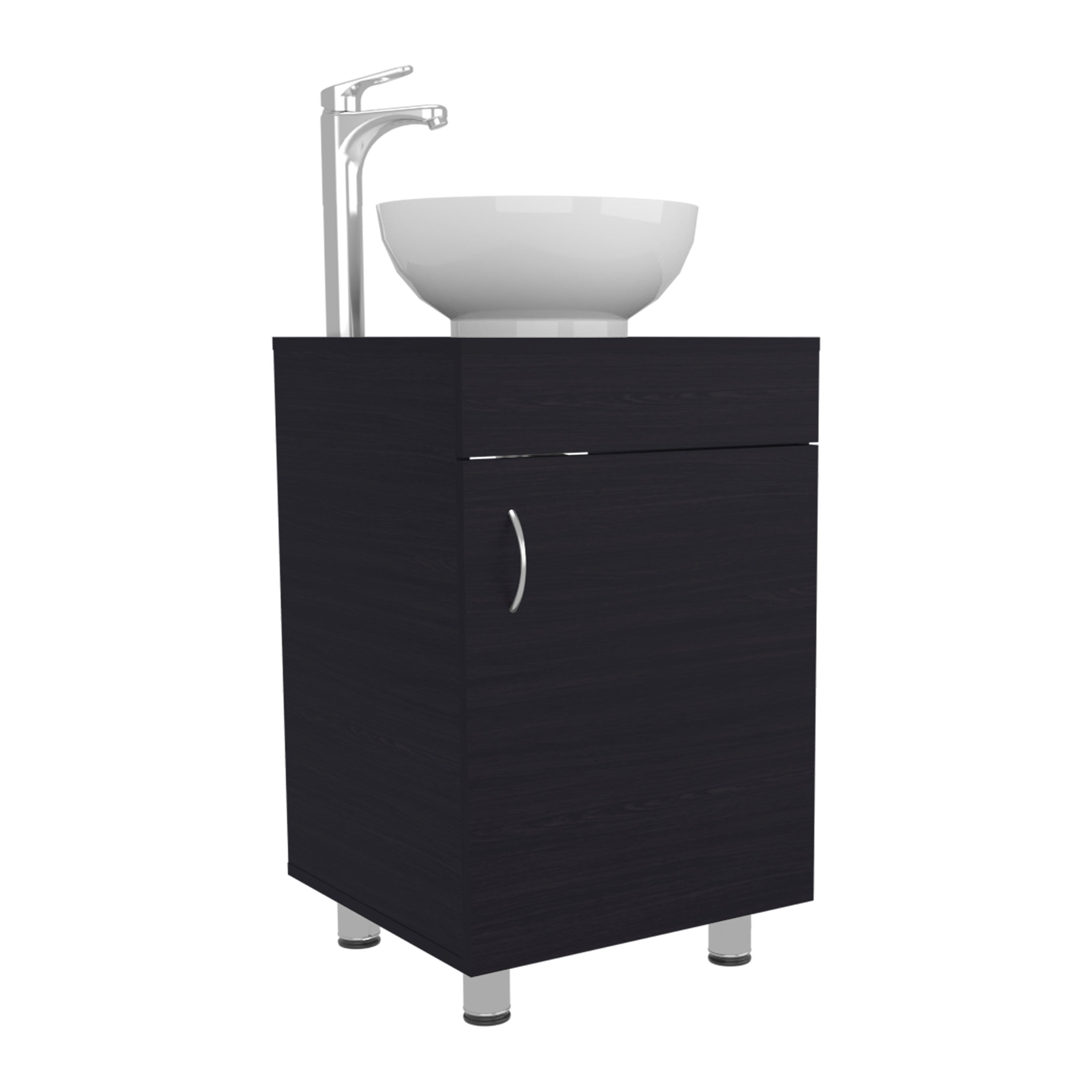 Vicksburg Bathroom Vanity, 1 Door, 4 Legs, Black Wengue - Luciddepo