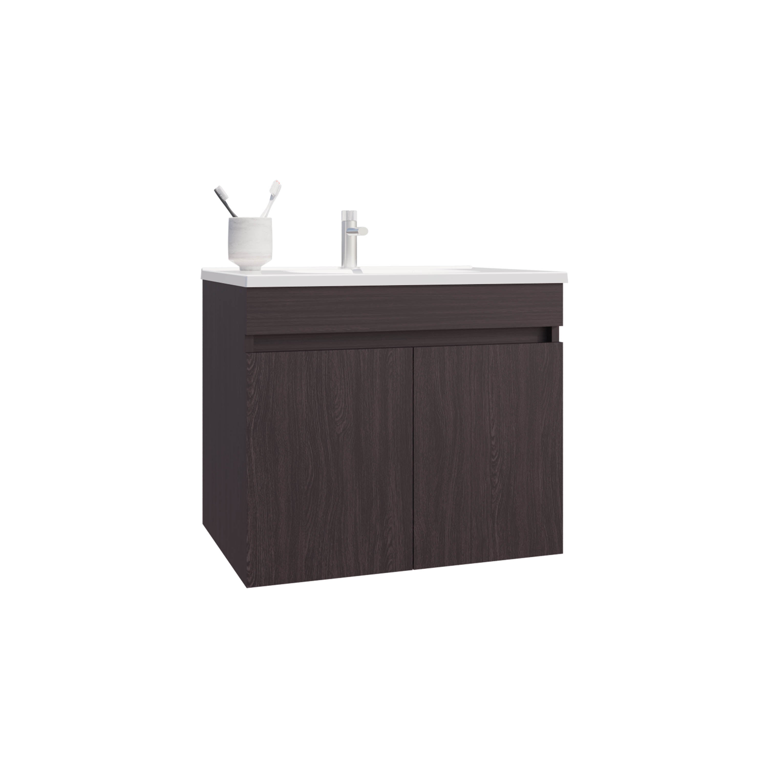 Tarentum Bathroom Vanity, 2 Doors, 2 Shelves, Black Wengue - Luciddepo