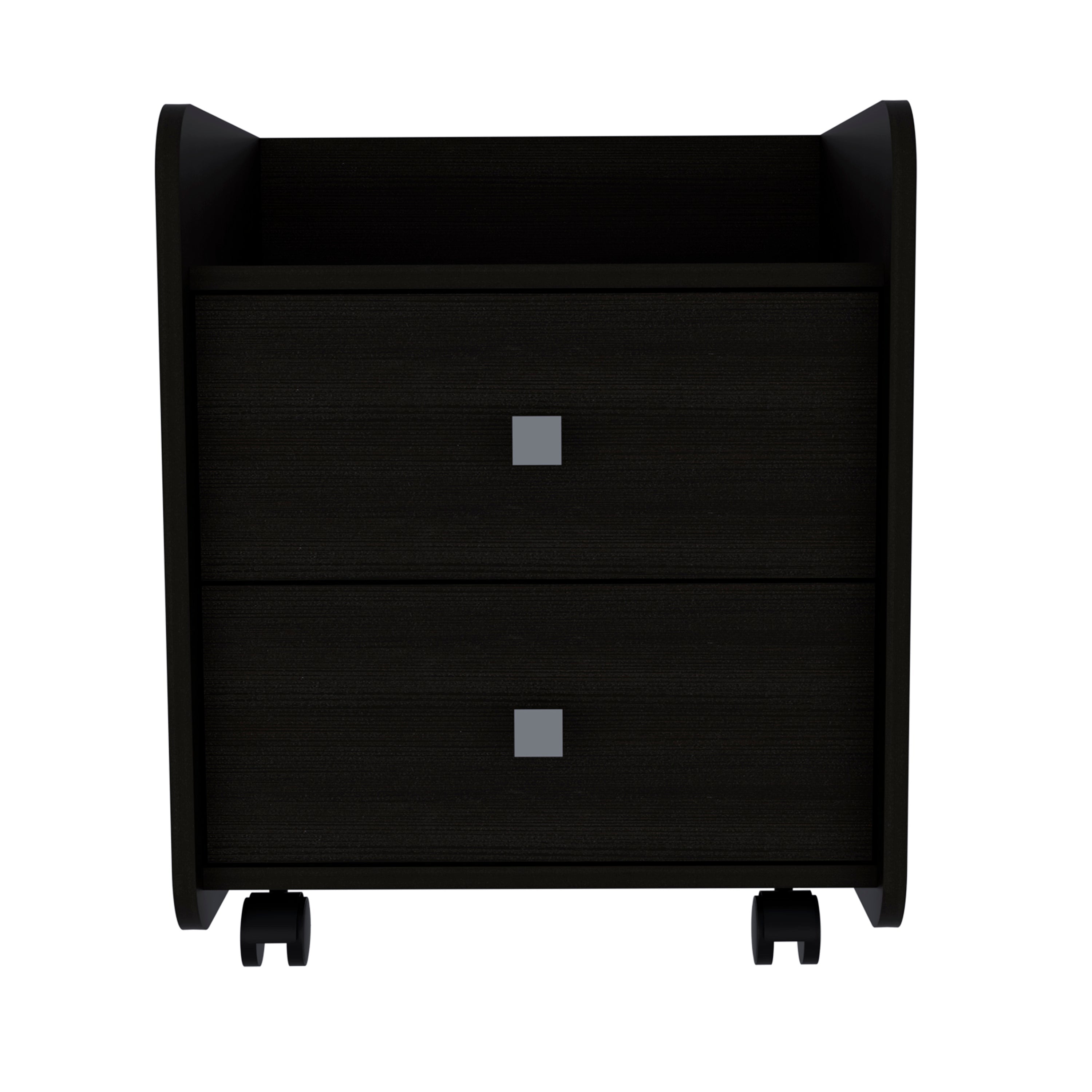 Marsella Nightstand, Two Drawers, Superior Top, Metal Handle, Black - Luciddepo