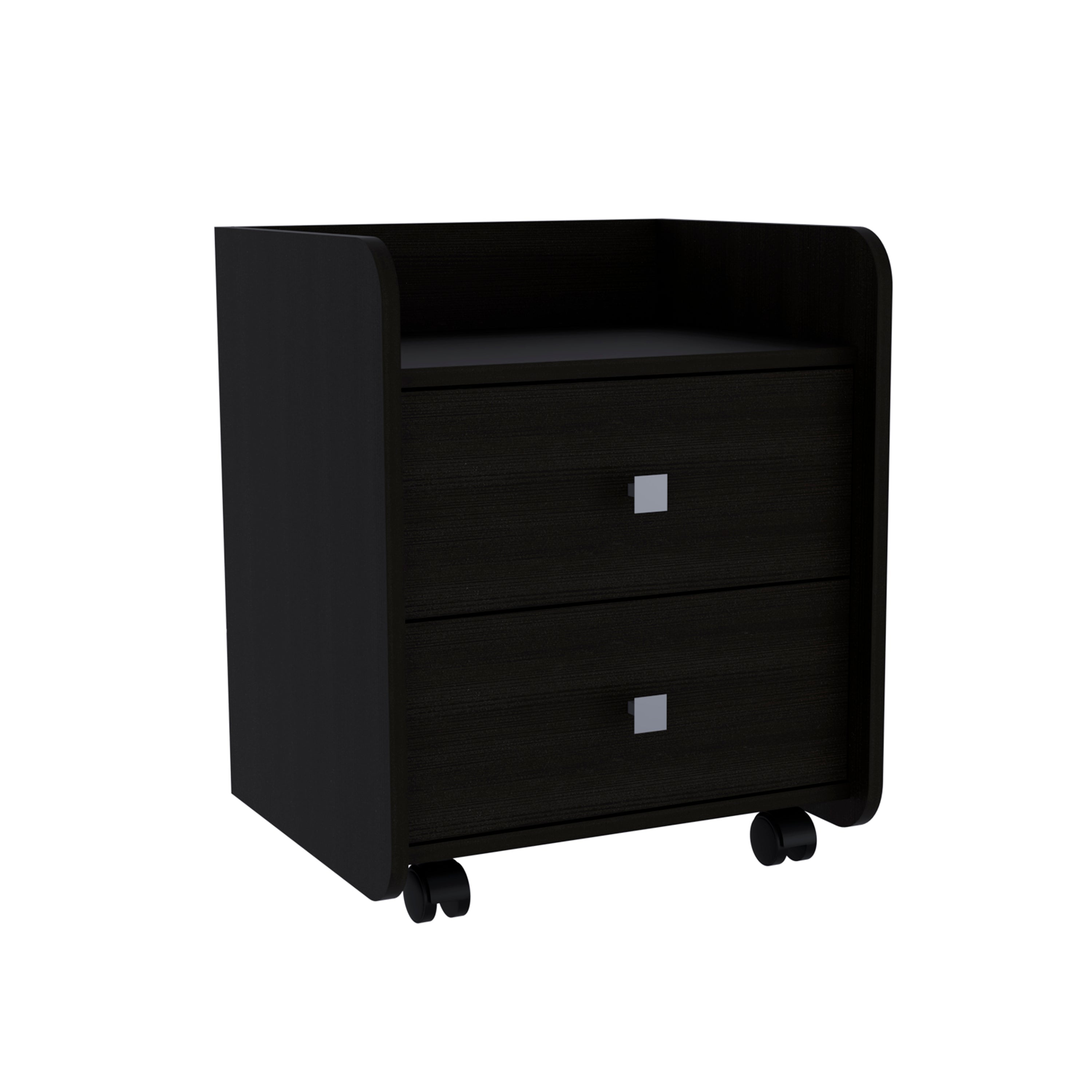 Marsella Nightstand, Two Drawers, Superior Top, Metal Handle, Black - Luciddepo