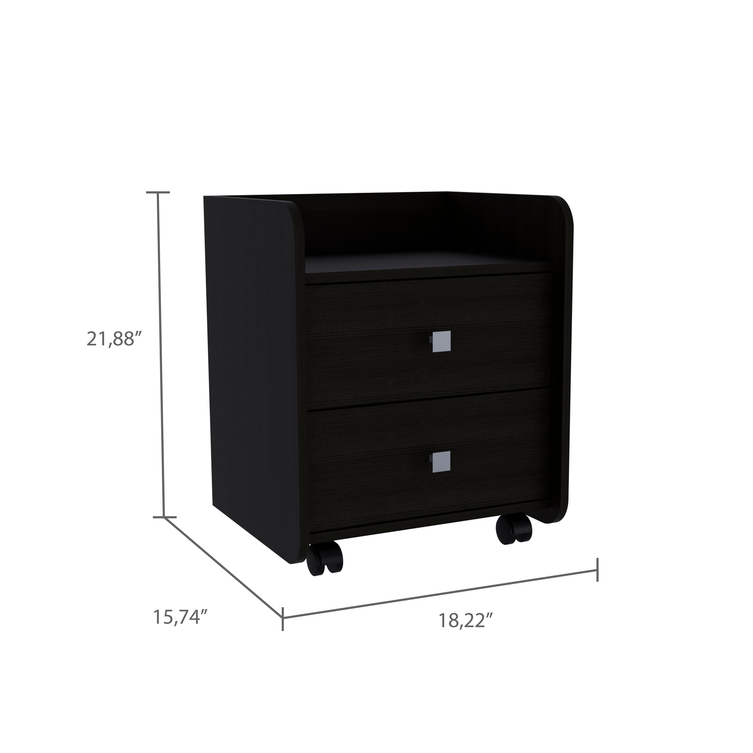 Marsella Nightstand, Two Drawers, Superior Top, Metal Handle, Black - Luciddepo
