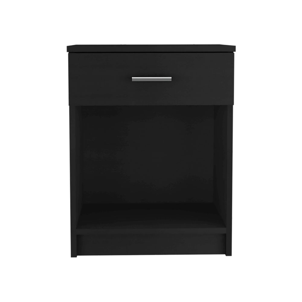 Beryl Nightstand, One Drawer, Low Shelf, Superior Top, Black - Luciddepo