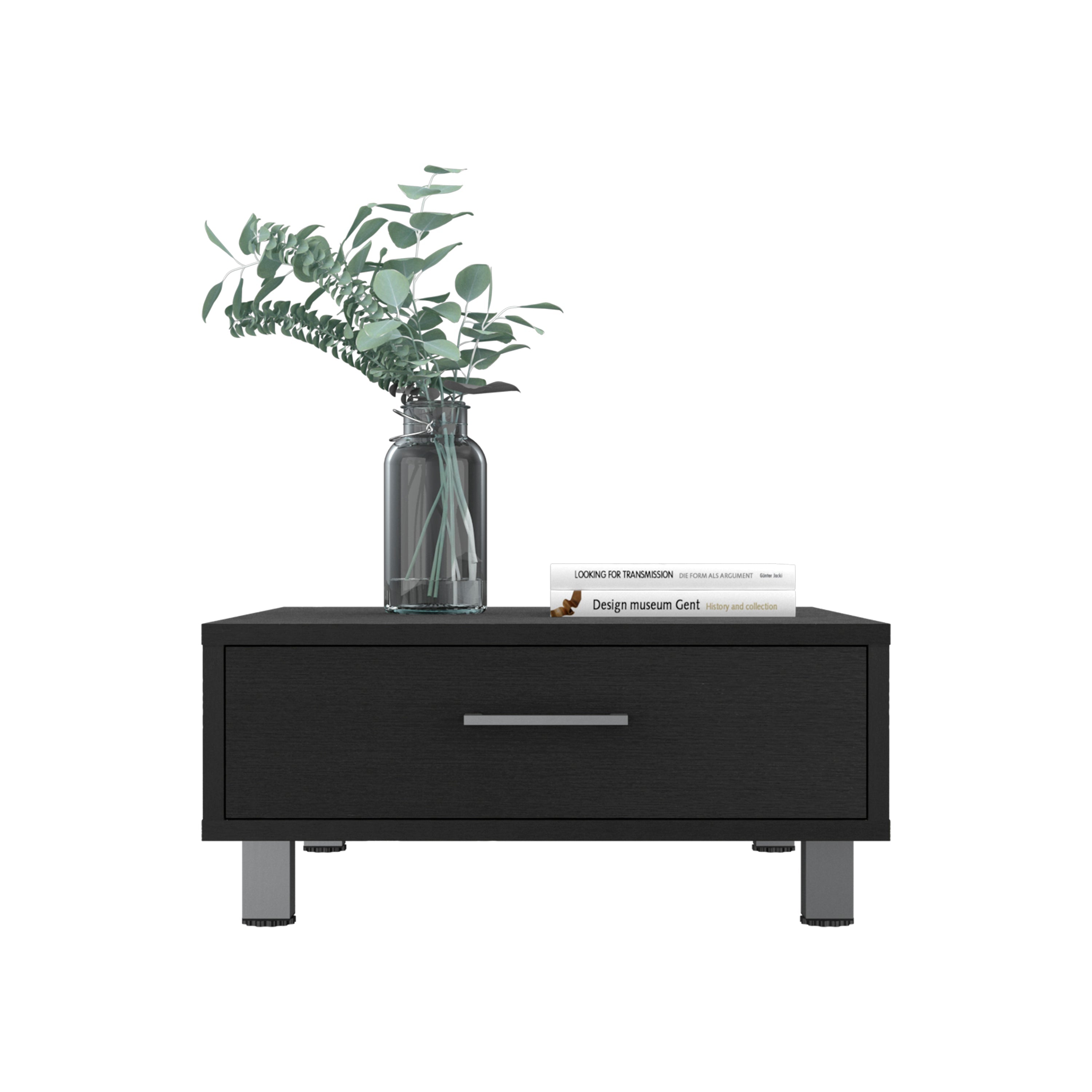 Athens Coffee Table, One Drawer, Four Legs, Black - Luciddepo