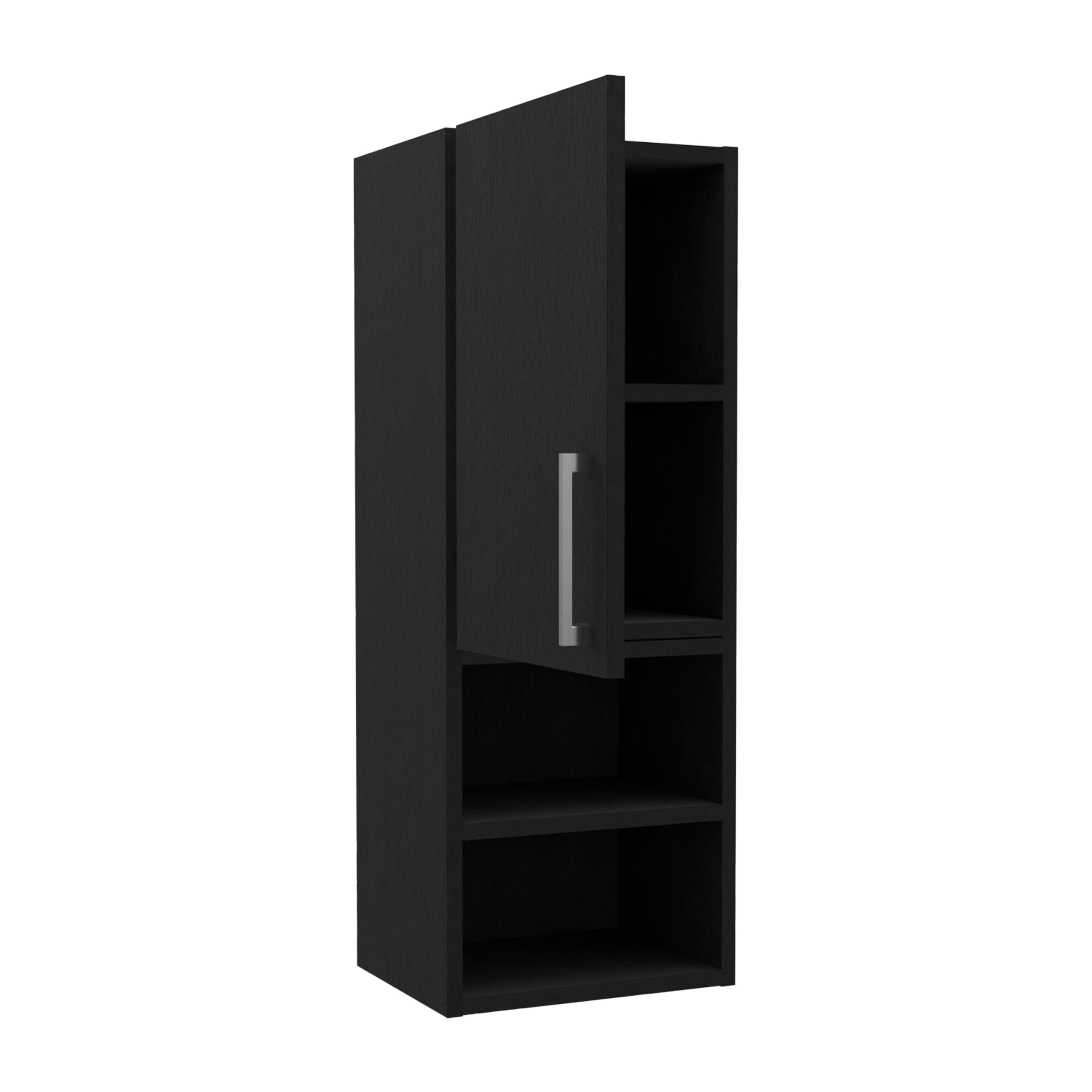 Cairo Medicine Single Door Cabinet, Two External Shelves, Two Interior Shelves, Black - Luciddepo
