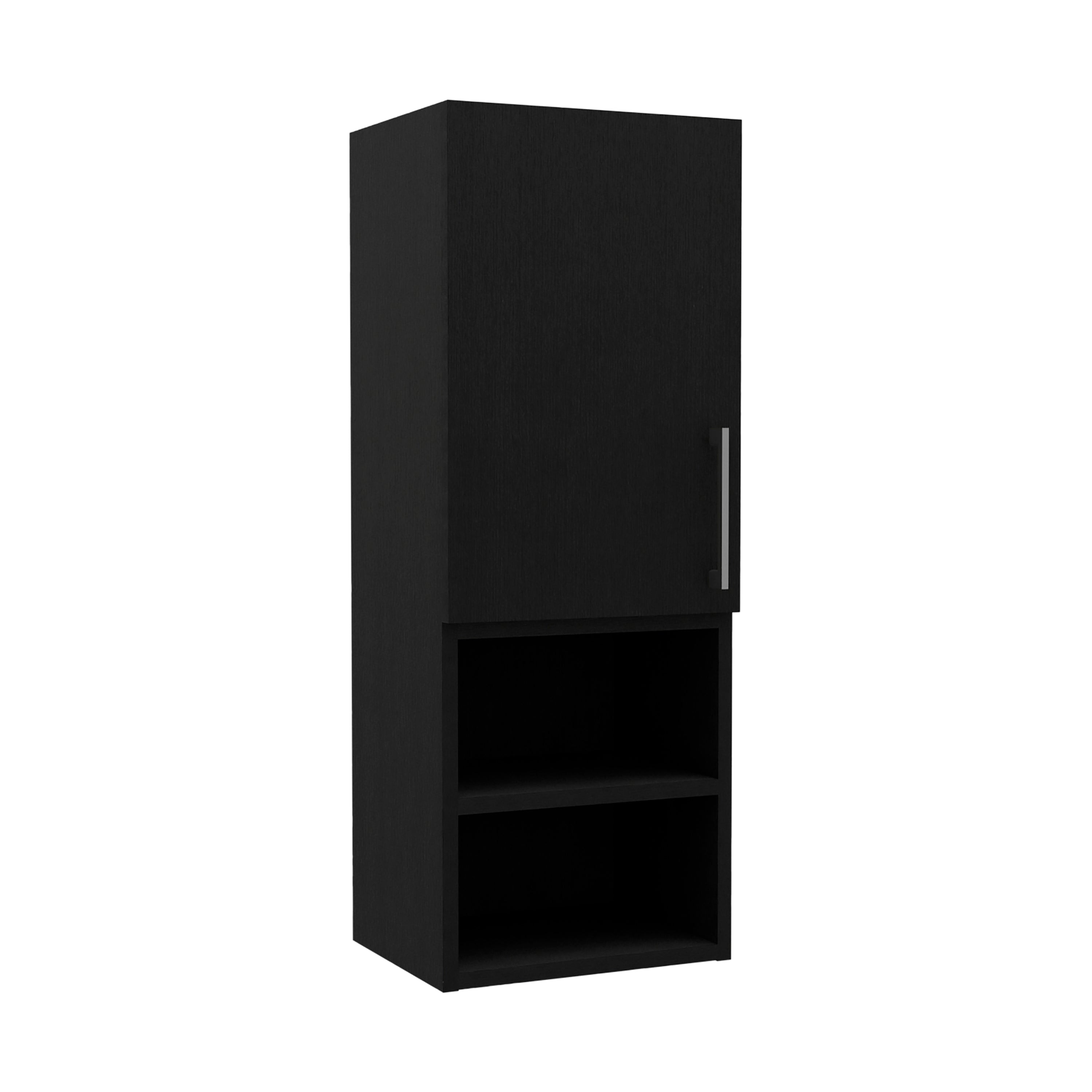 Cairo Medicine Single Door Cabinet, Two External Shelves, Two Interior Shelves, Black - Luciddepo