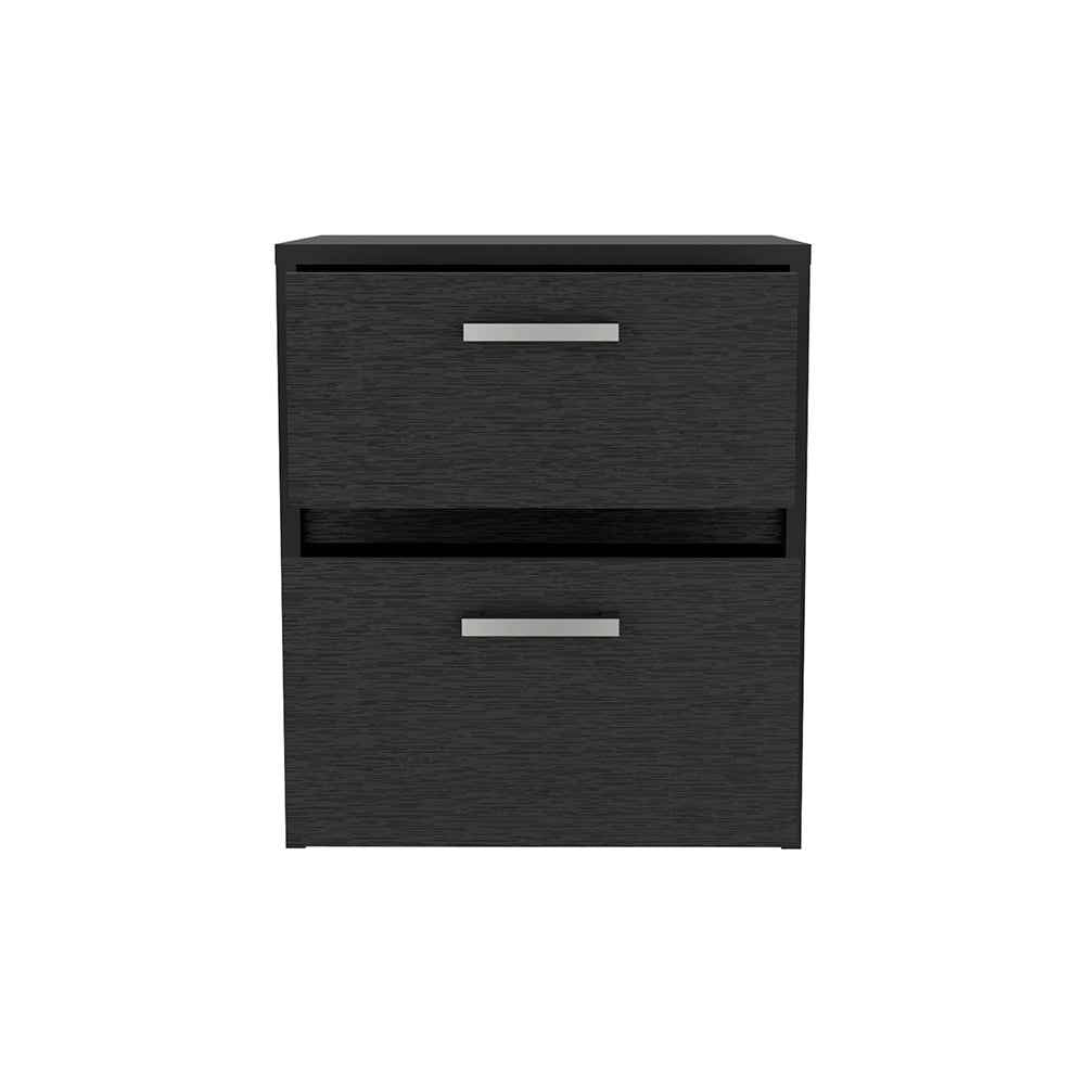 Bethel 2 Drawers Nightstand with Handles, Black