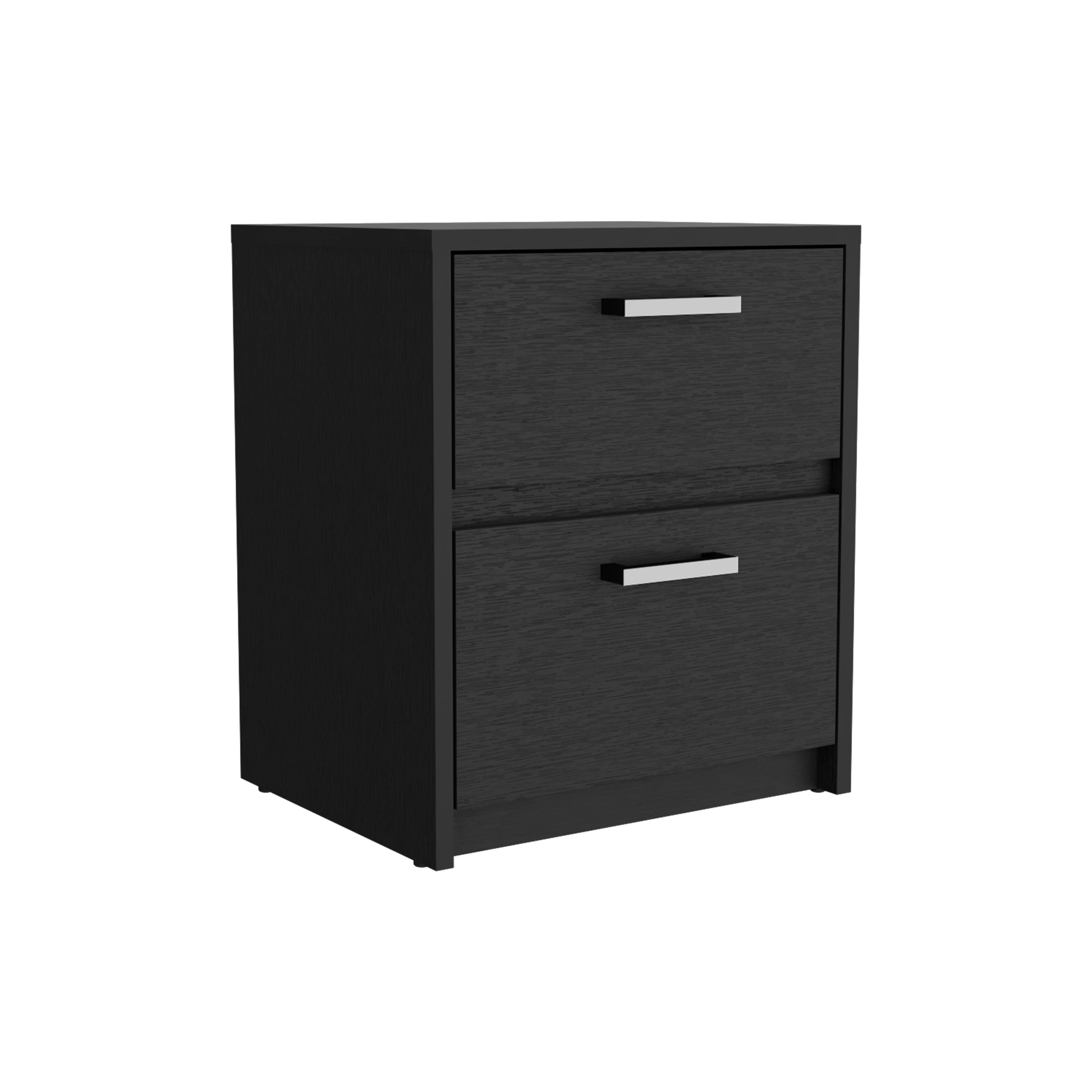 Bethel 2 Drawers Nightstand with Handles, Black - Luciddepo
