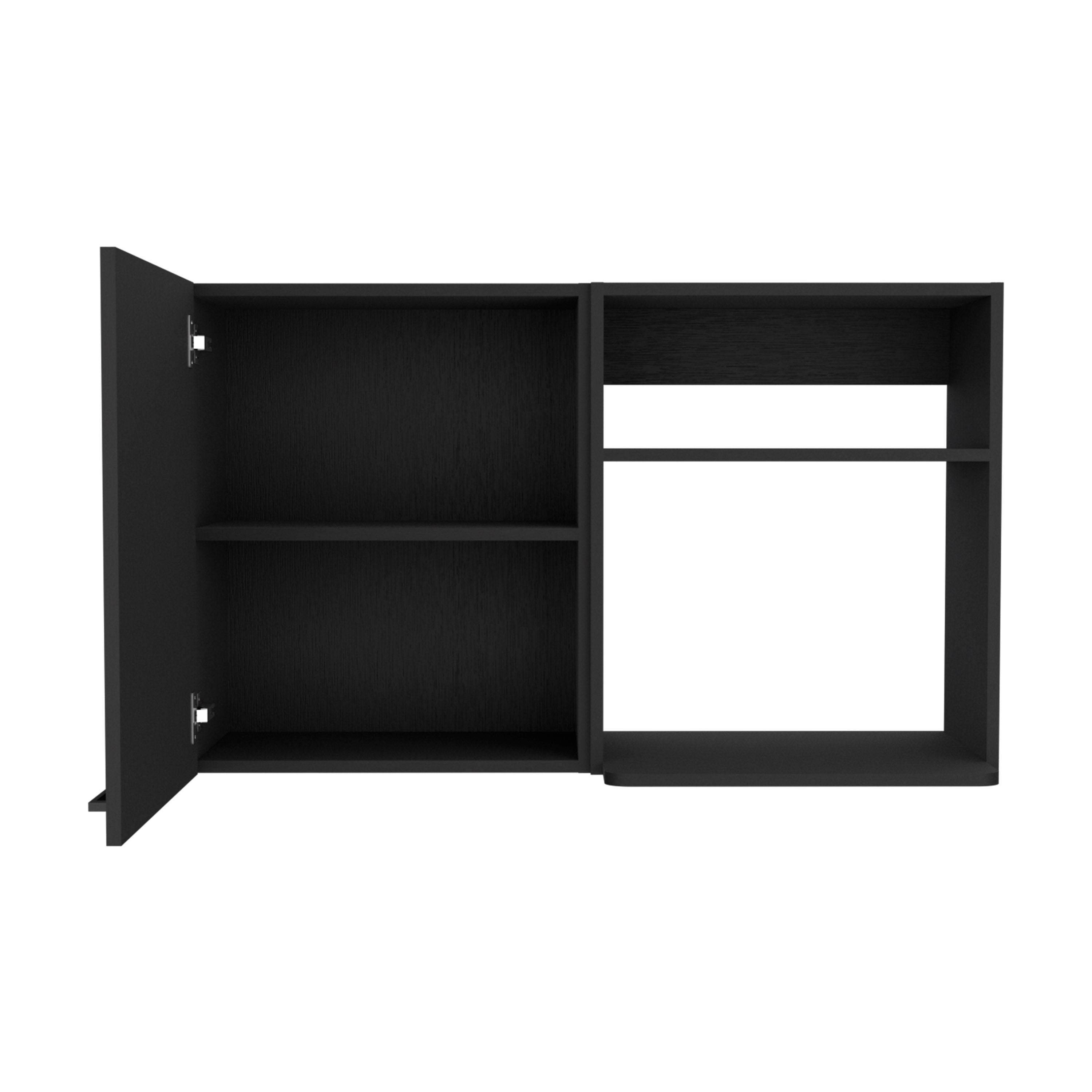Salento 2 Stackable Wall-Mounted Storage Cabinet with 2 Side Shelf, Black - Luciddepo