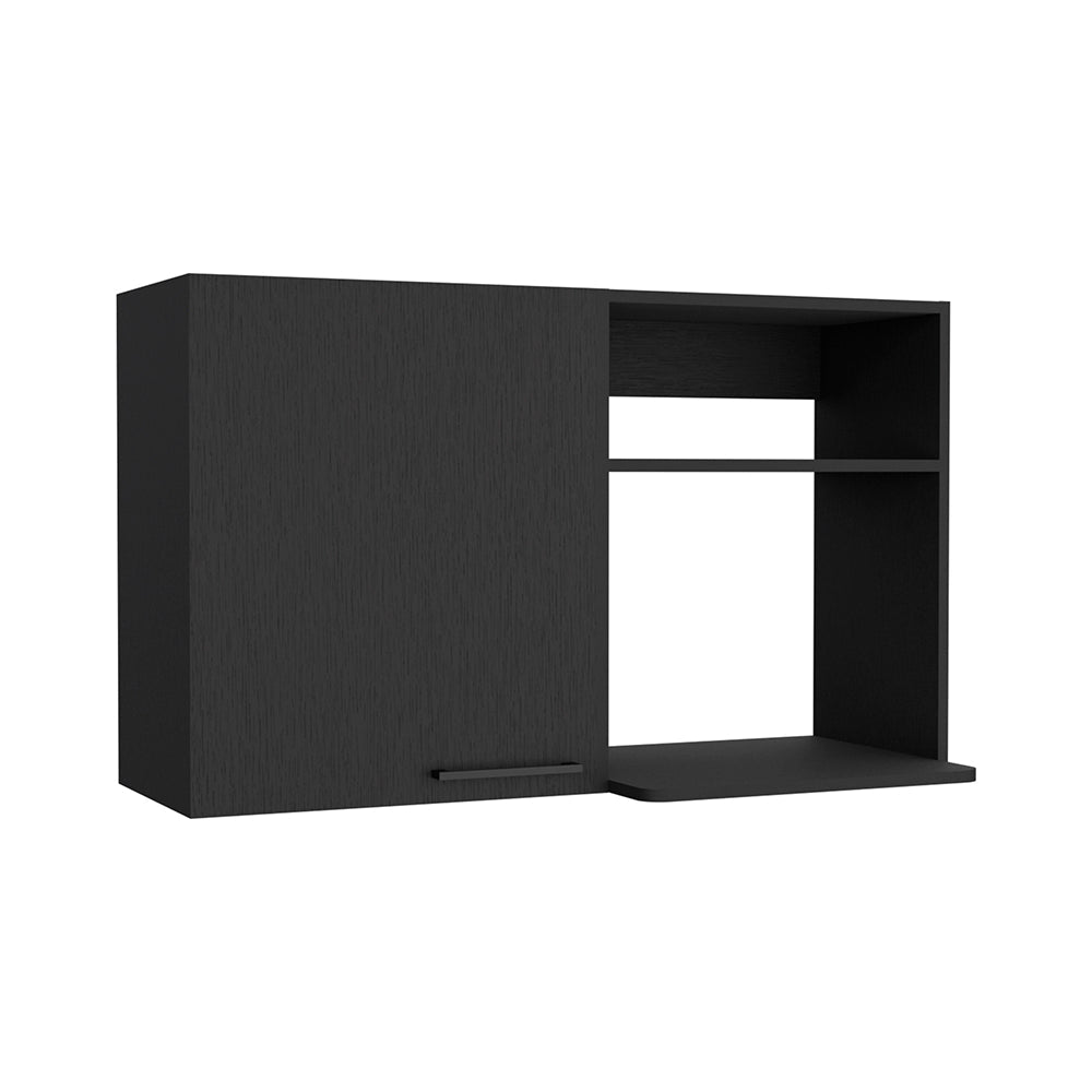 Salento 2 Stackable Wall-Mounted Storage Cabinet with 2 Side Shelf, Black - Luciddepo
